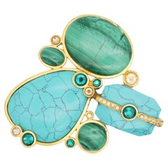 CHRISTIAN DIOR by John Galliano Massive Turquoise Gold Egyptian Revival Brooch