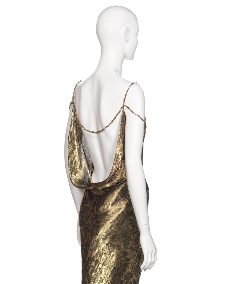 Christian Dior by John Galliano Metallic Antique Gold Evening Dress, FW 1998