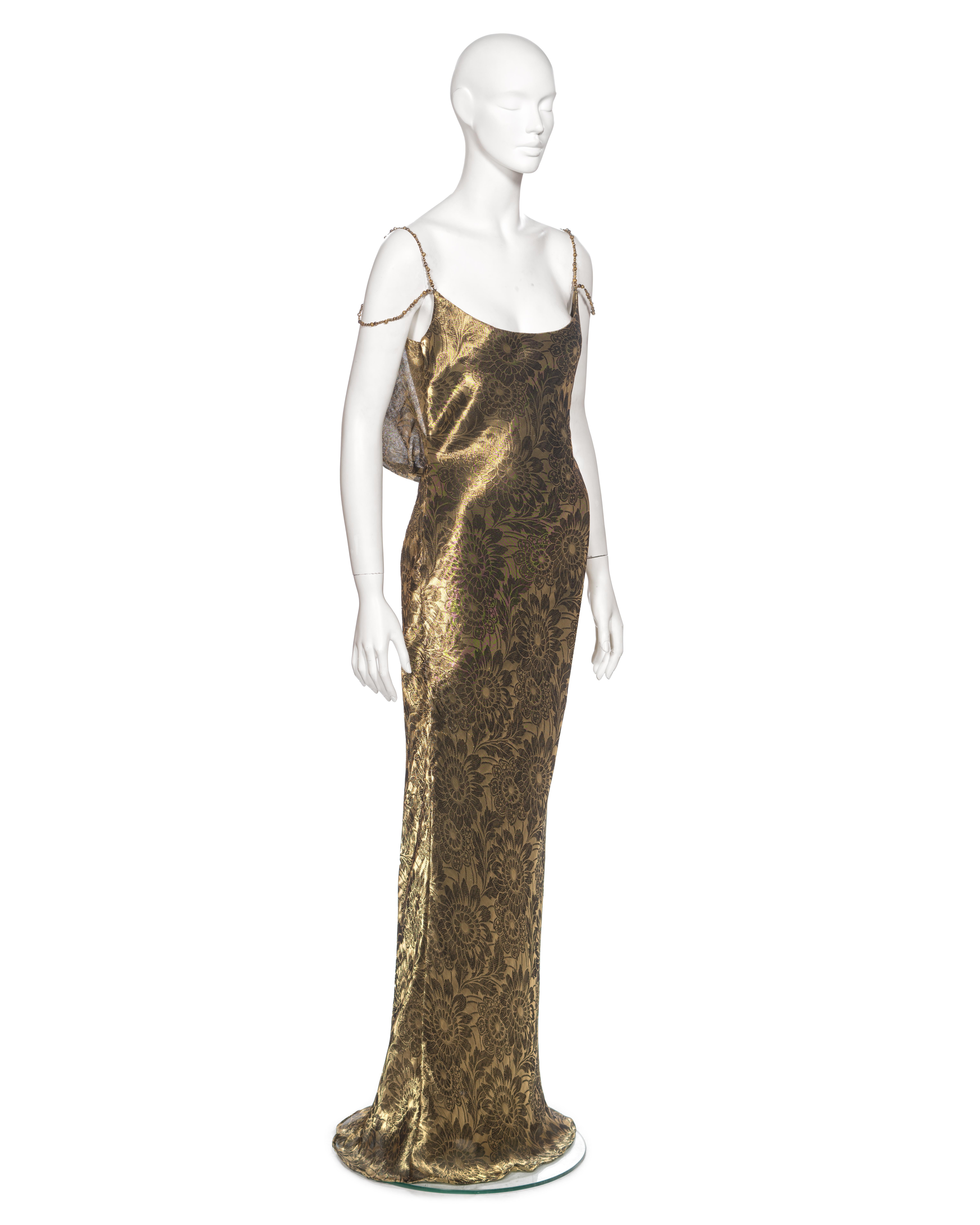 Christian Dior by John Galliano Metallic Antique Gold Evening Dress, FW 1998 For Sale 7