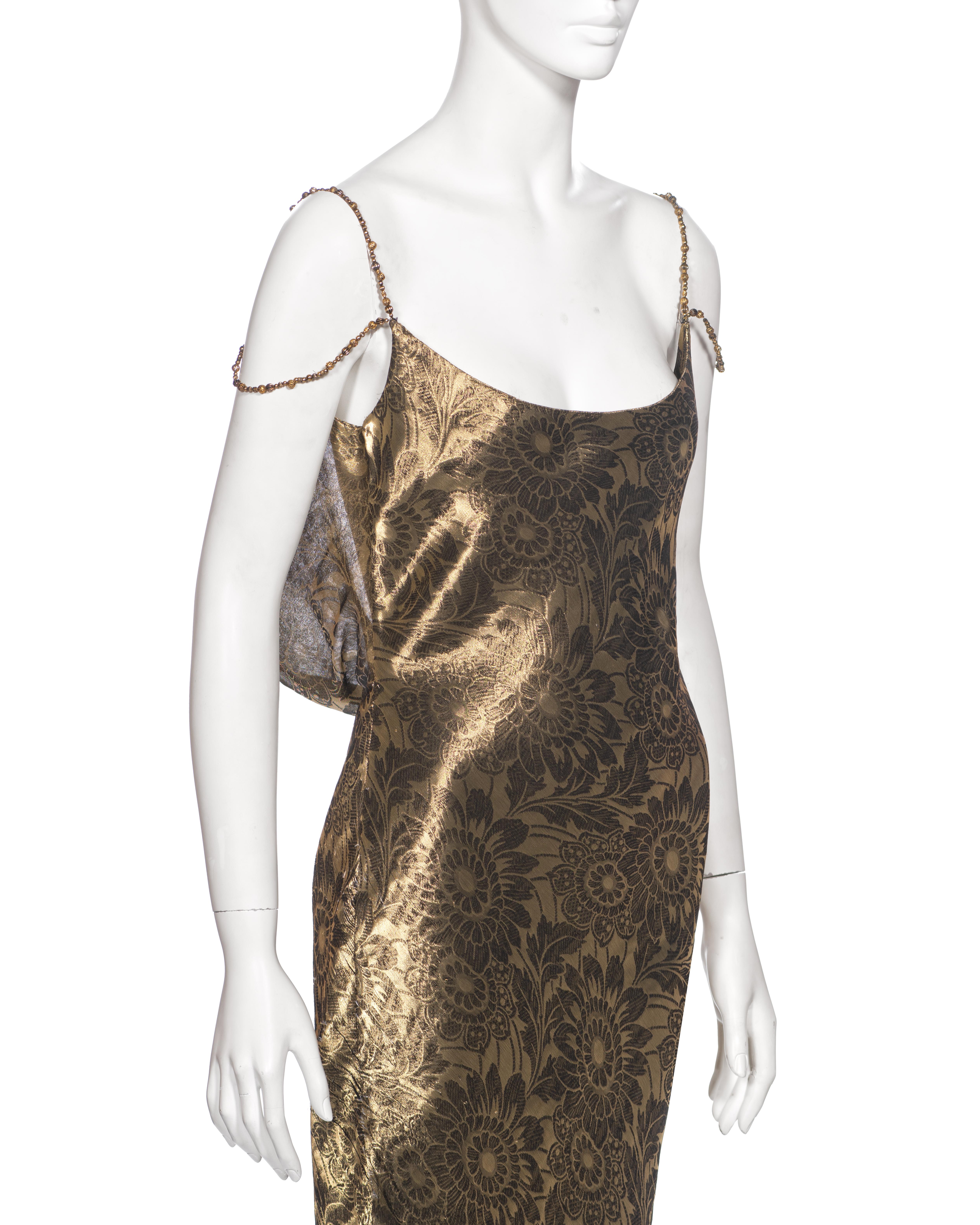 Christian Dior by John Galliano Metallic Antique Gold Evening Dress, FW 1998 For Sale 8