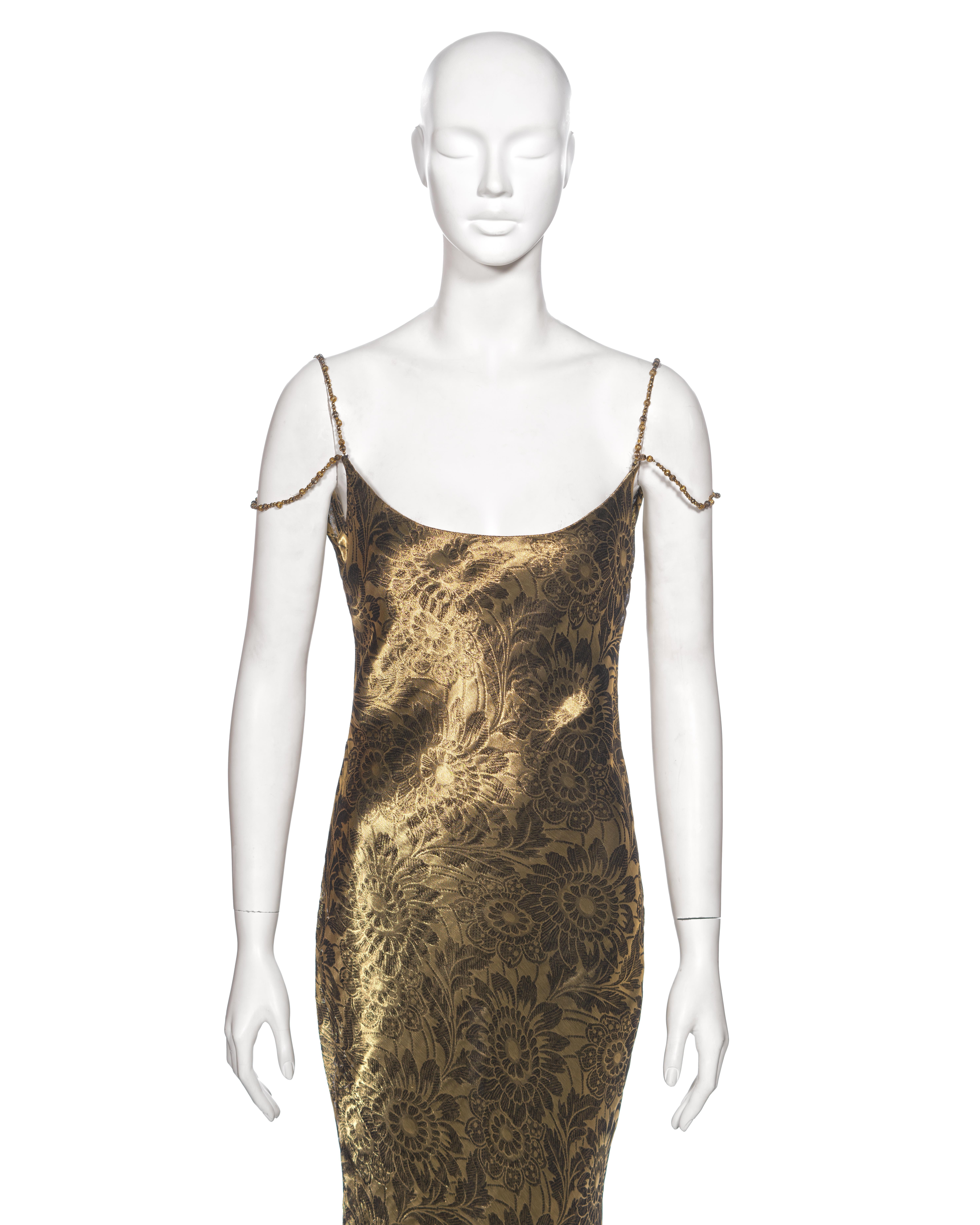 Christian Dior by John Galliano Metallic Antique Gold Evening Dress, FW 1998 In Good Condition For Sale In London, GB