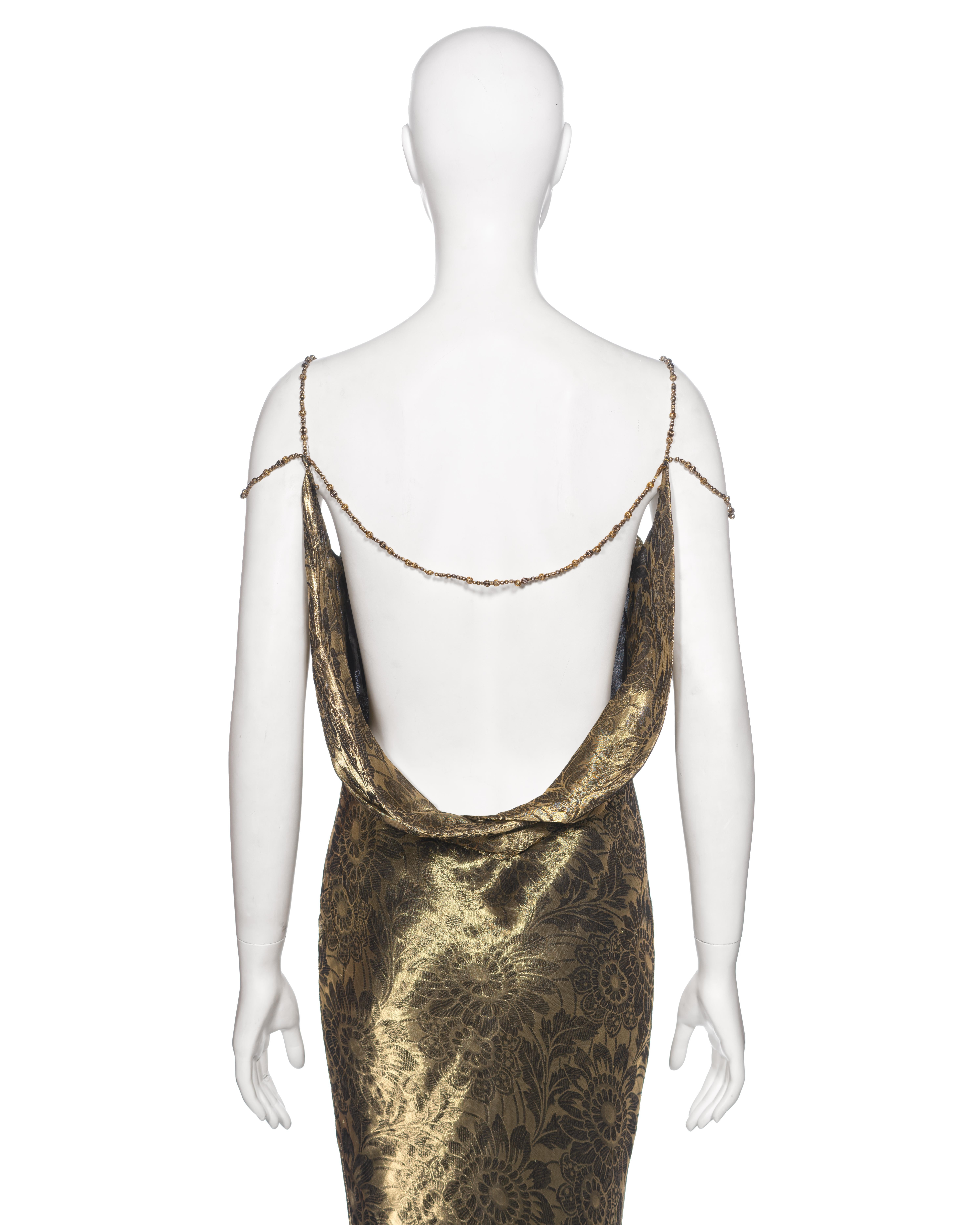 Christian Dior by John Galliano Metallic Antique Gold Evening Dress, FW 1998 For Sale 1