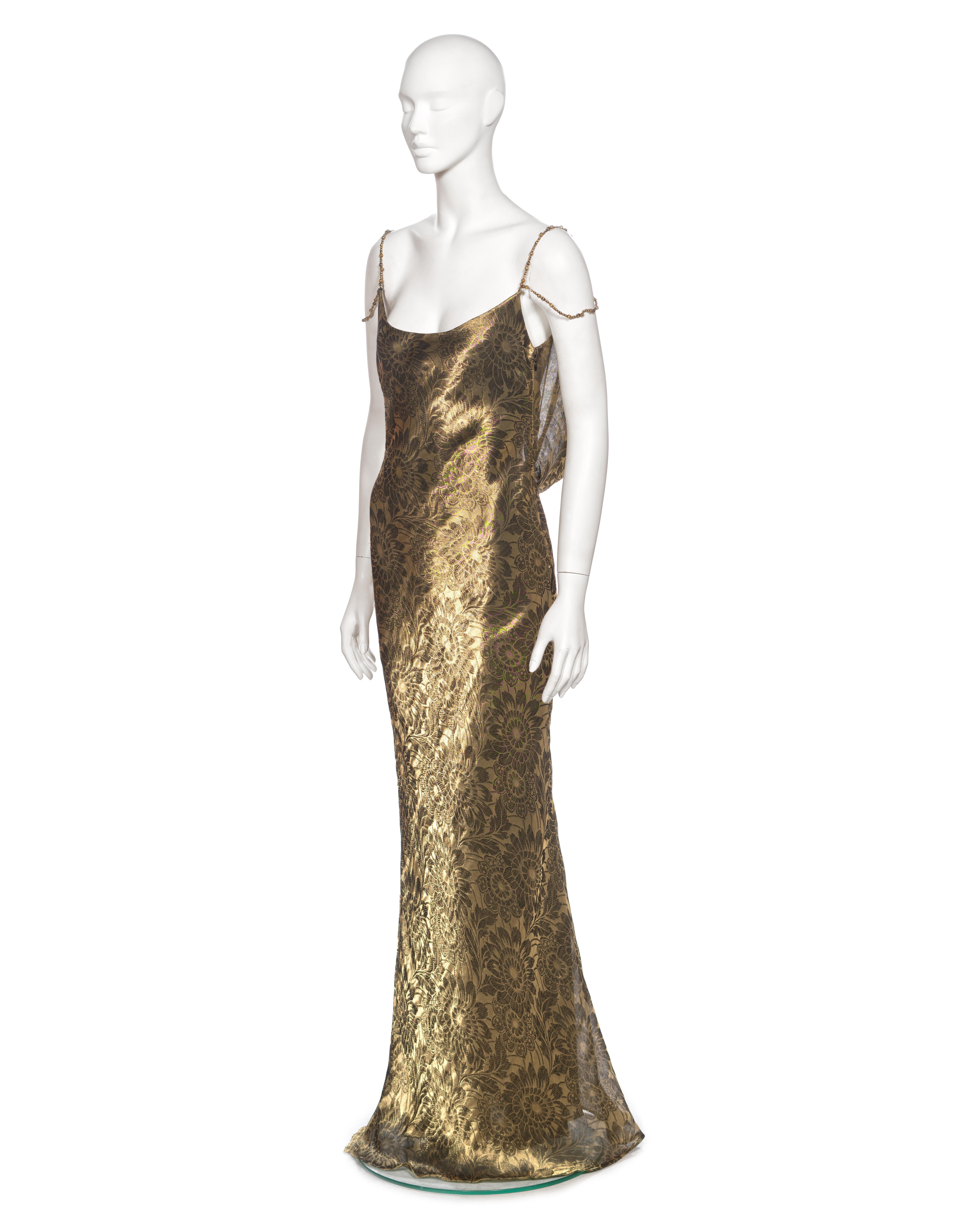 Christian Dior by John Galliano Metallic Antique Gold Evening Dress, FW 1998 For Sale 3