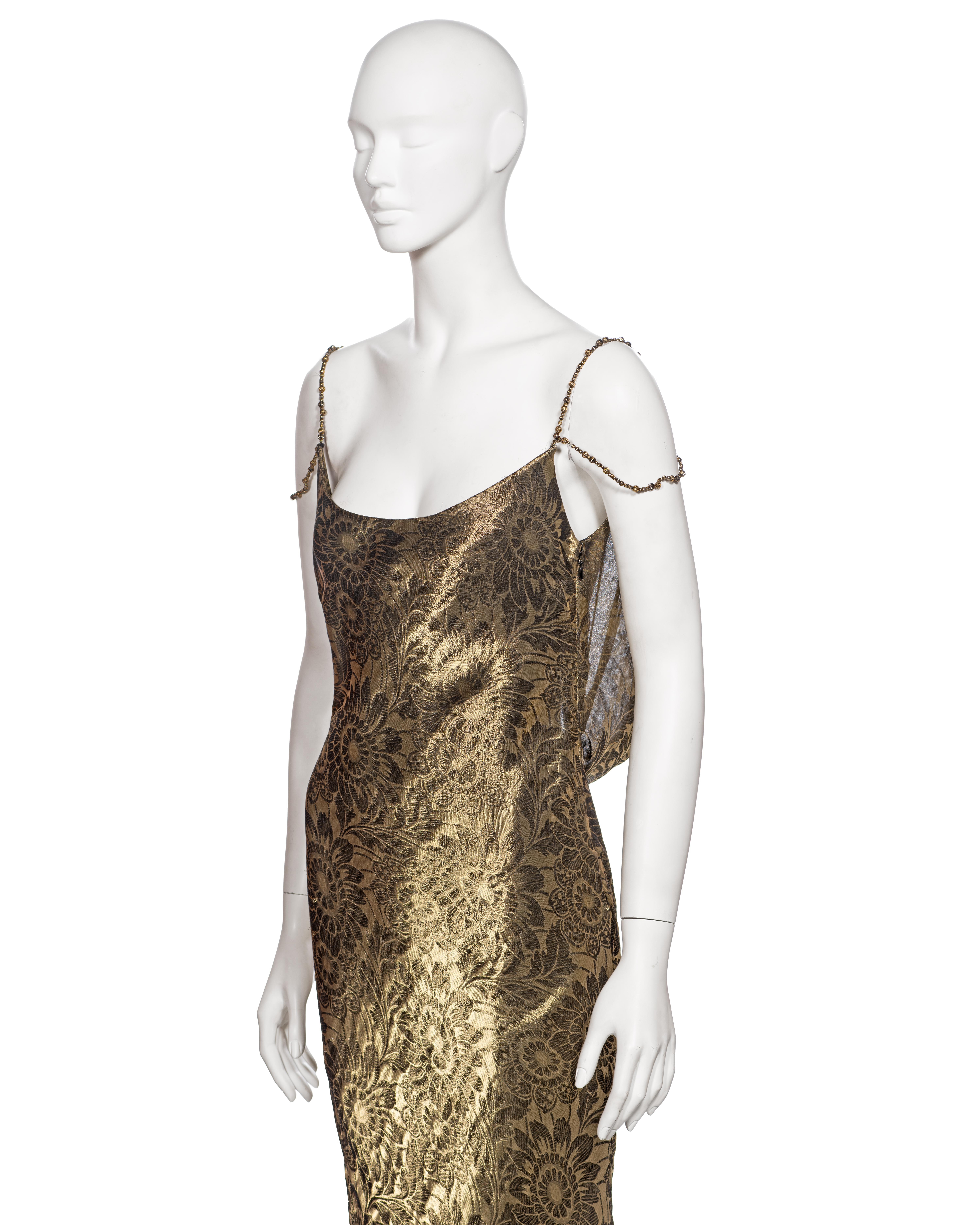 Christian Dior by John Galliano Metallic Antique Gold Evening Dress, FW 1998 For Sale 4