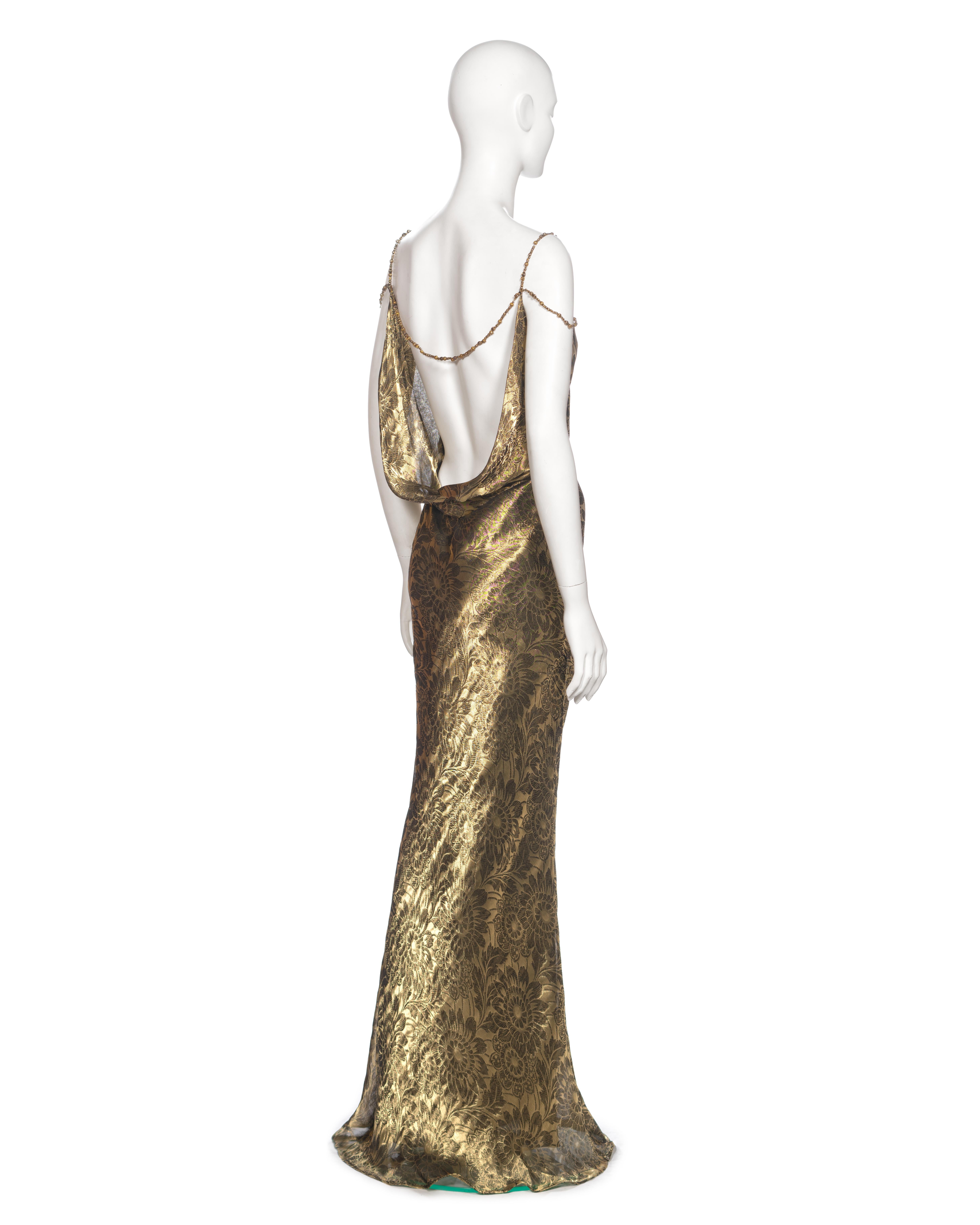 Christian Dior by John Galliano Metallic Antique Gold Evening Dress, FW 1998 For Sale 5