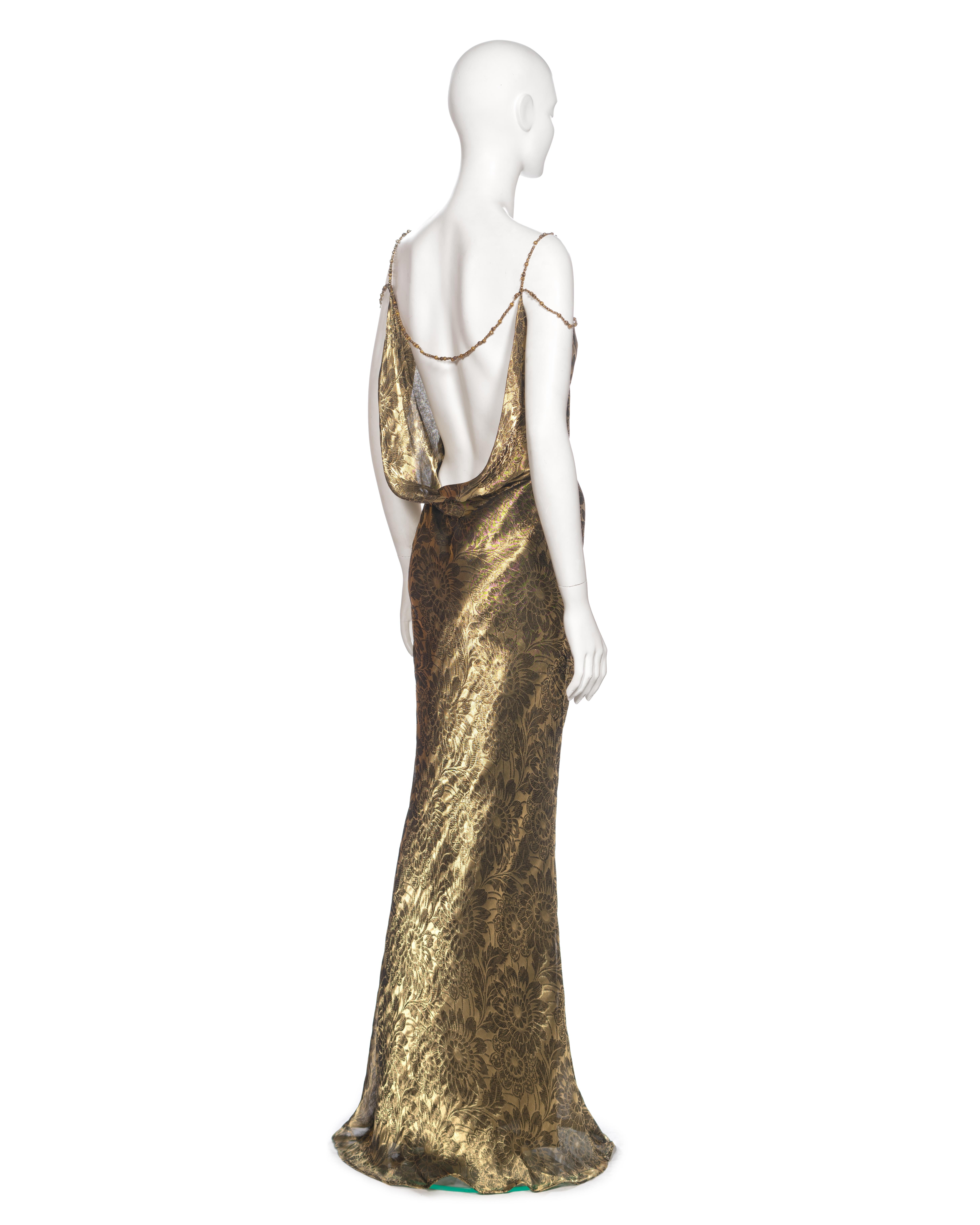 Christian Dior by John Galliano Metallic Antique Gold Evening Dress, FW 1998 4