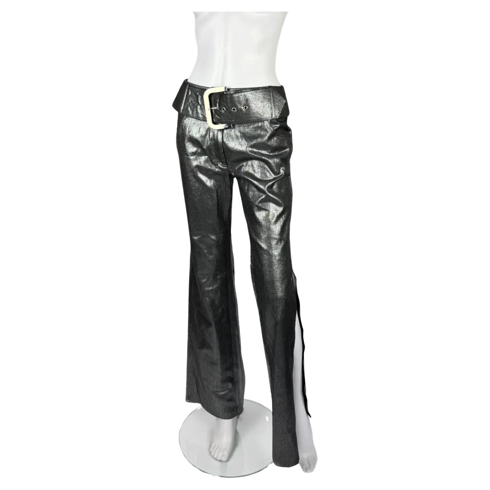 Christian Dior for John Galliano Metallische Schnallenhosen, FW 2001 im Angebot
