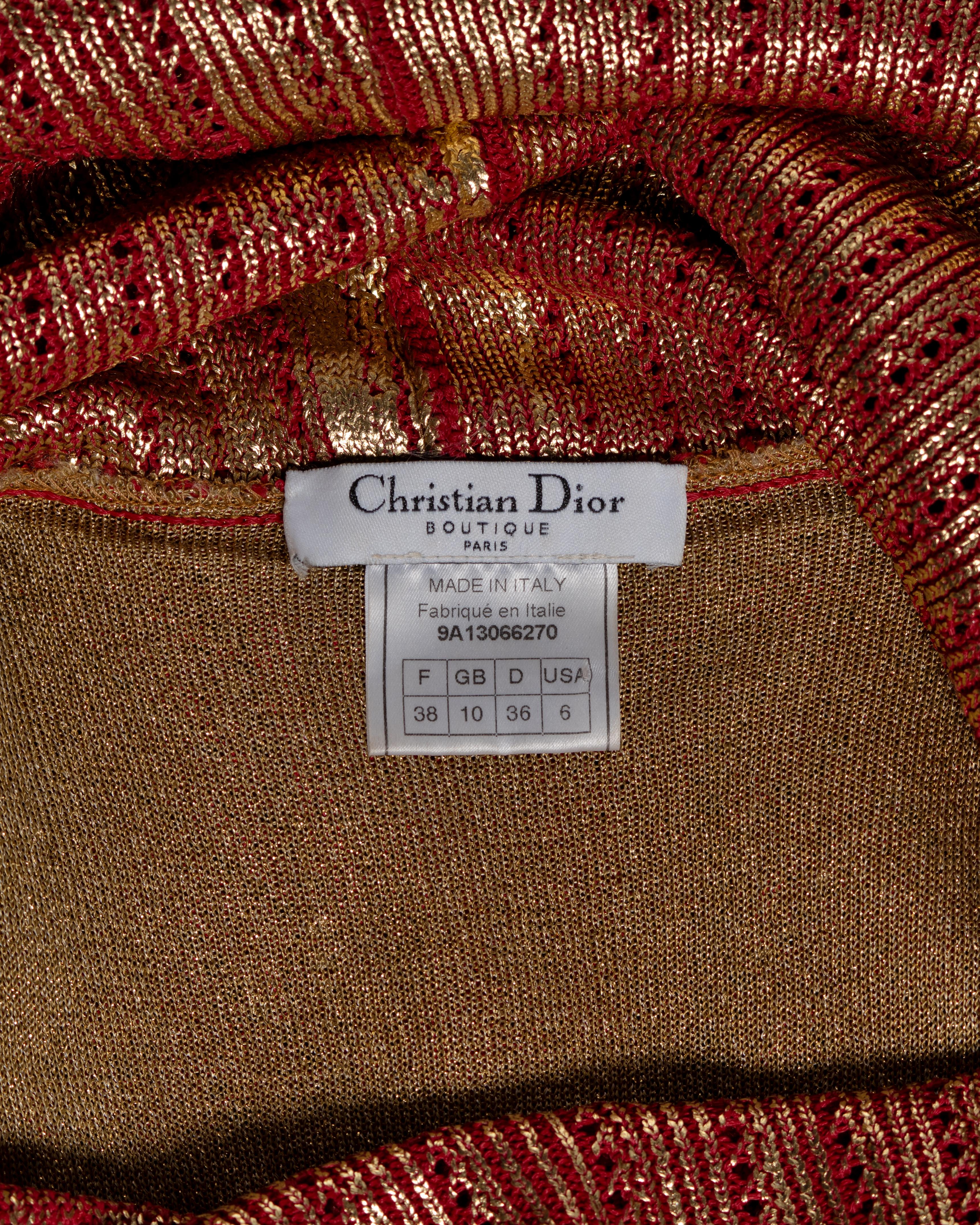 Christian Dior for John Galliano Metallisches rot-goldenes Strick-Säulenkleid, FW 1999 im Angebot 9
