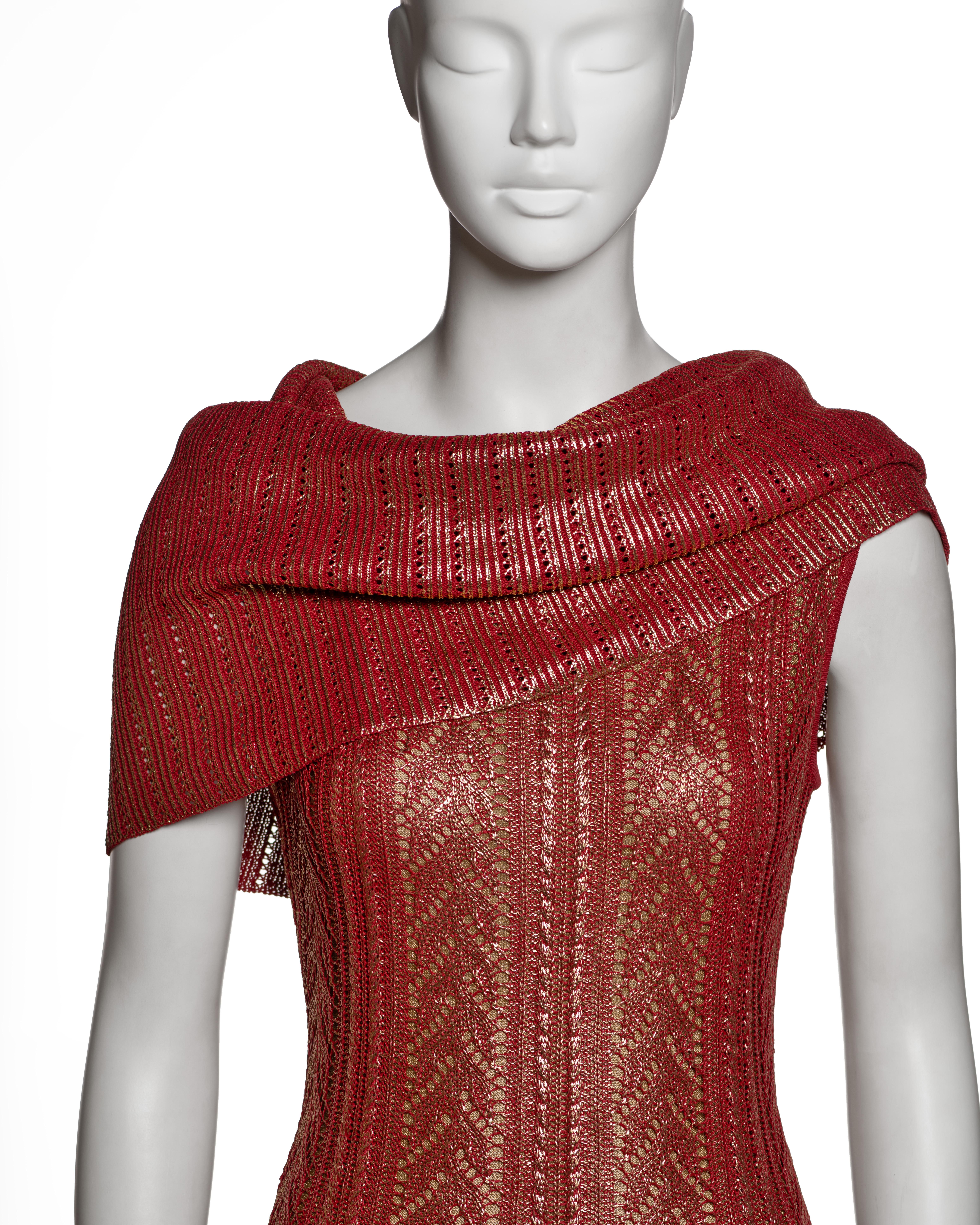 Christian Dior for John Galliano Metallisches rot-goldenes Strick-Säulenkleid, FW 1999 im Zustand „Hervorragend“ im Angebot in London, GB