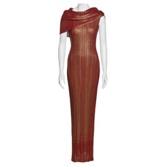 Christian Dior by John Galliano Metallic Red and Gold Knit Column Dress, FW 1999