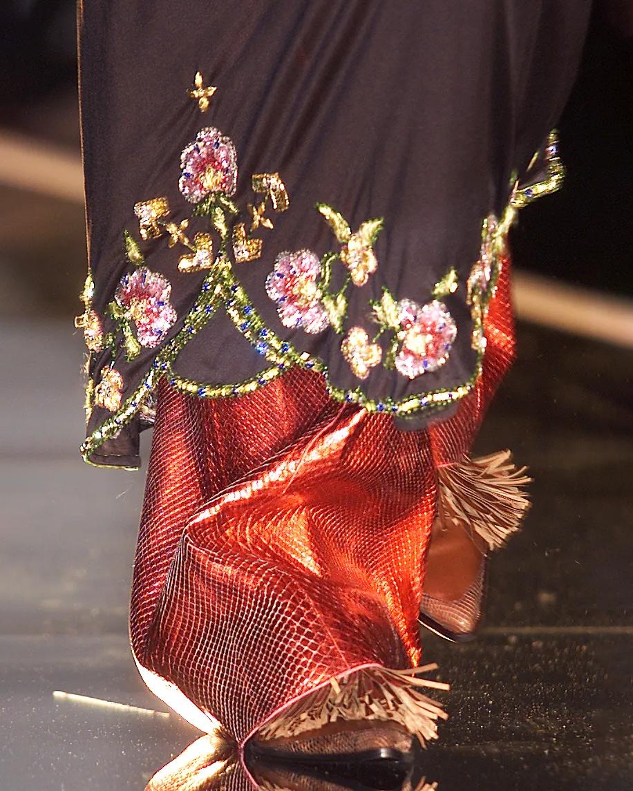 Pantalon évasé en python rouge métallisé Christian Dior by John Galliano, ss 2002 en vente 7