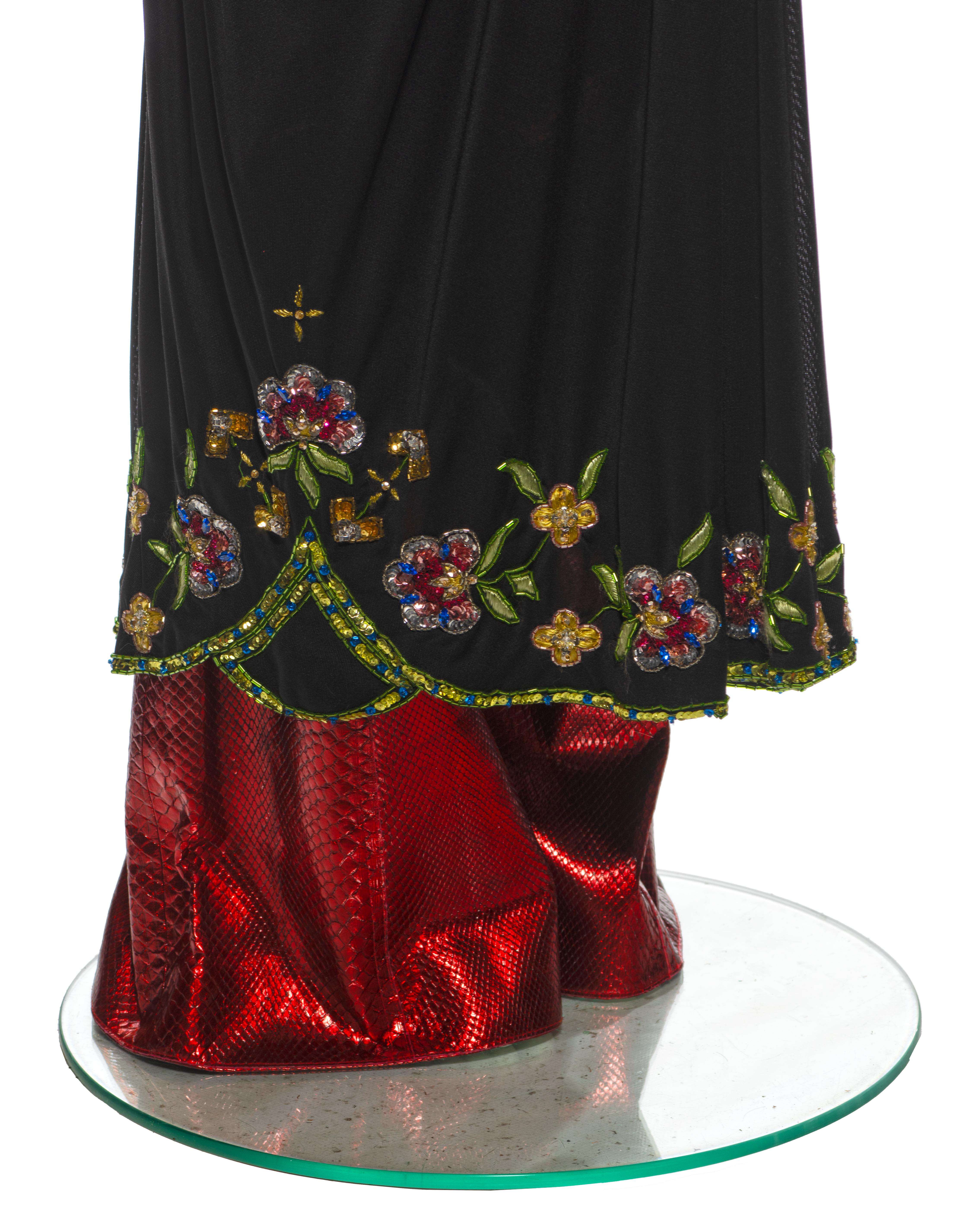 Pantalon évasé en python rouge métallisé Christian Dior by John Galliano, ss 2002 en vente 8