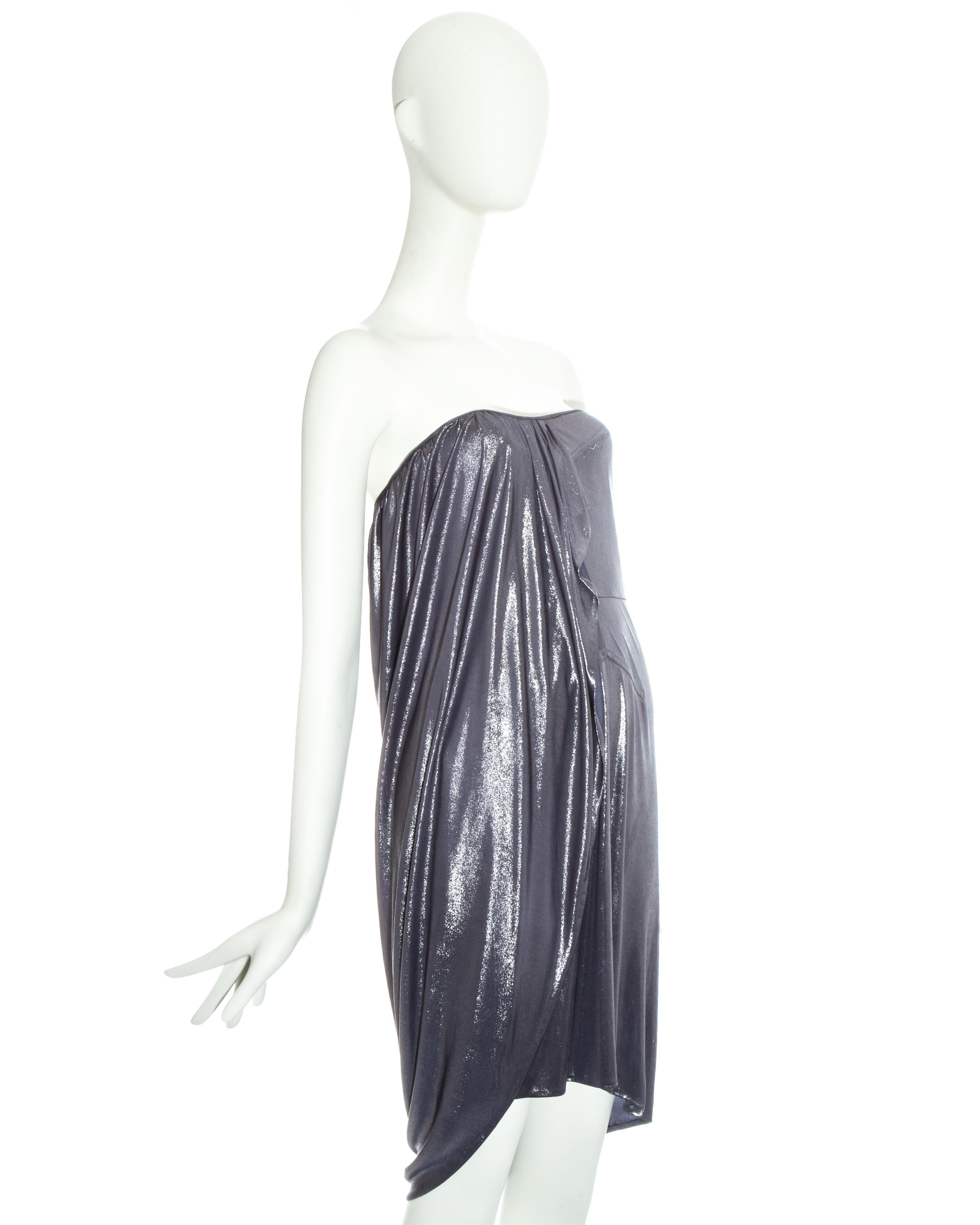 Christian Dior by John Galliano metallic silver strapless draped evening dress with built in corset and optional shoulder straps

Resort 2007