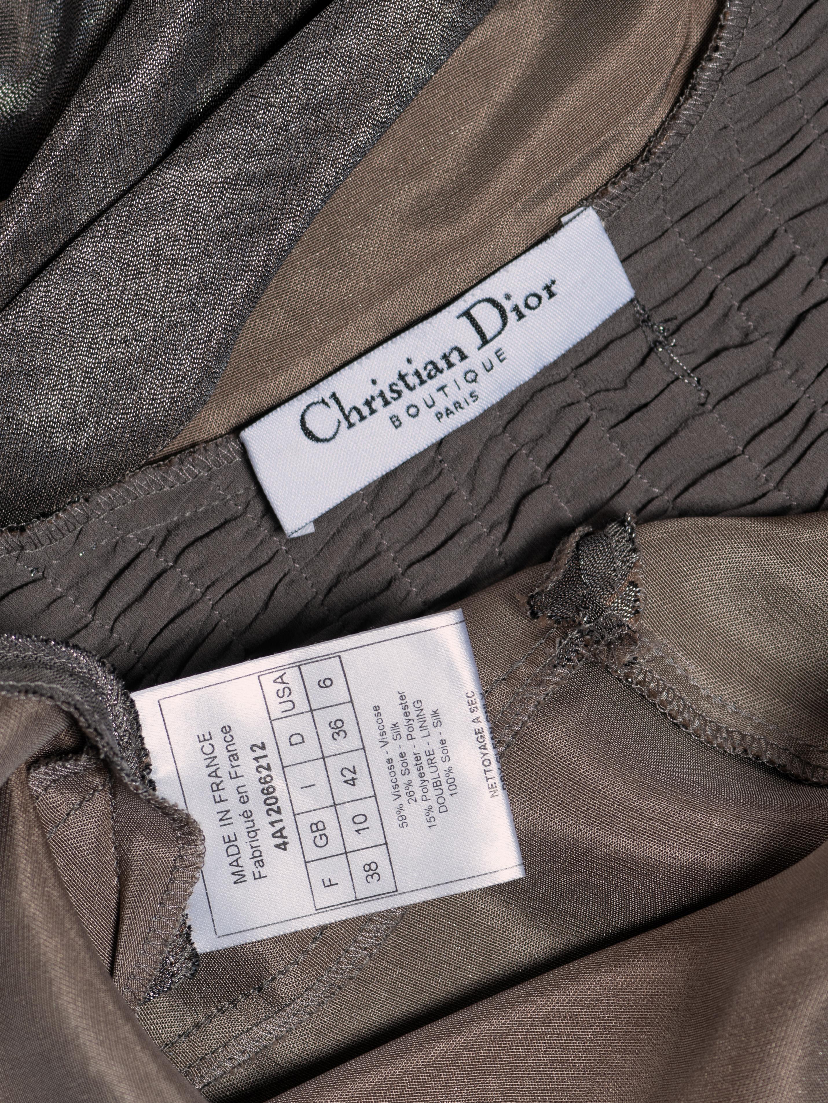 Christian Dior for John Galliano Metallic Taupe Bias-Cut Abendkleid, FW 2004 im Angebot 7