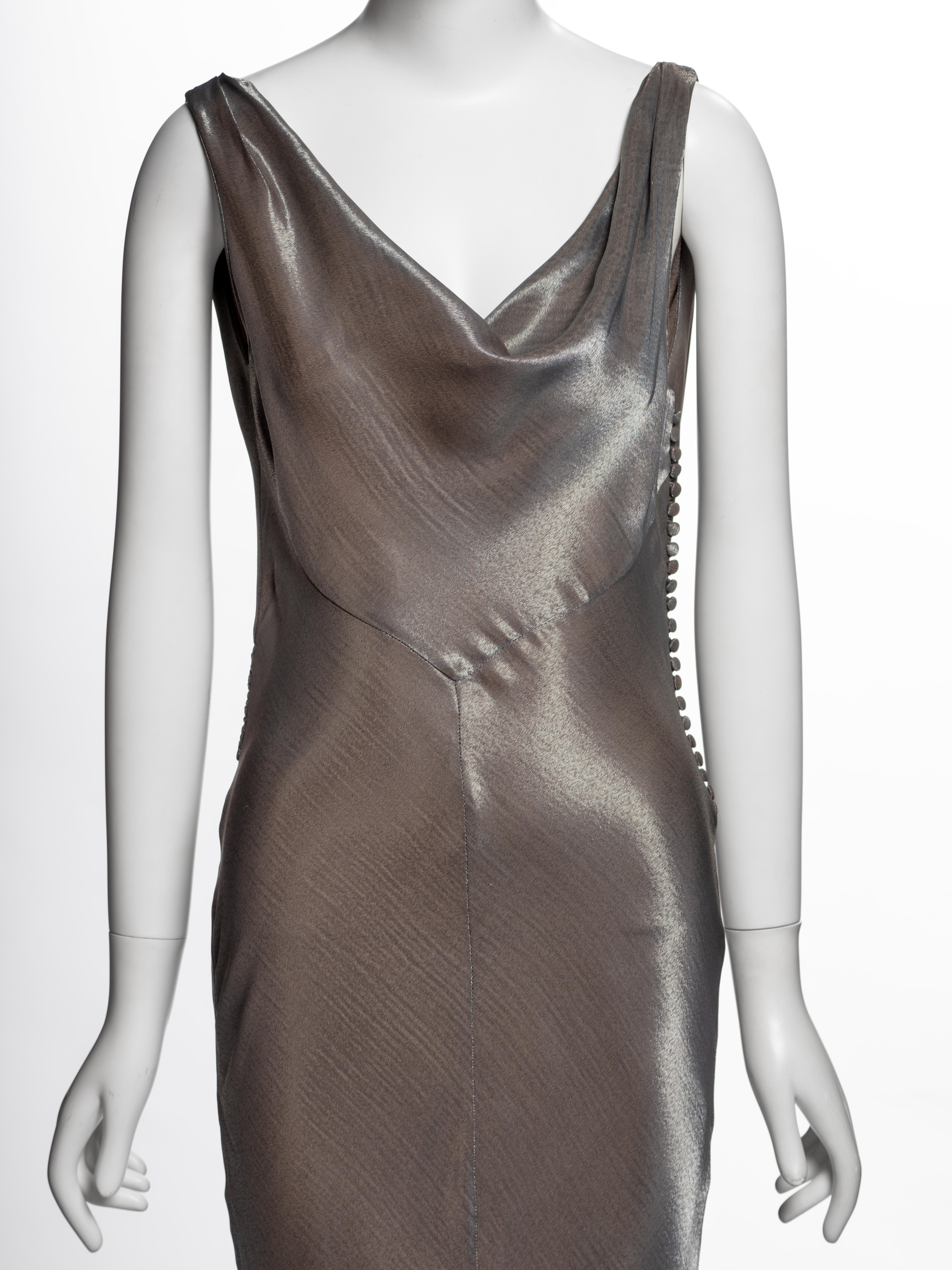 Christian Dior for John Galliano Metallic Taupe Bias-Cut Abendkleid, FW 2004 im Zustand „Hervorragend“ im Angebot in London, GB