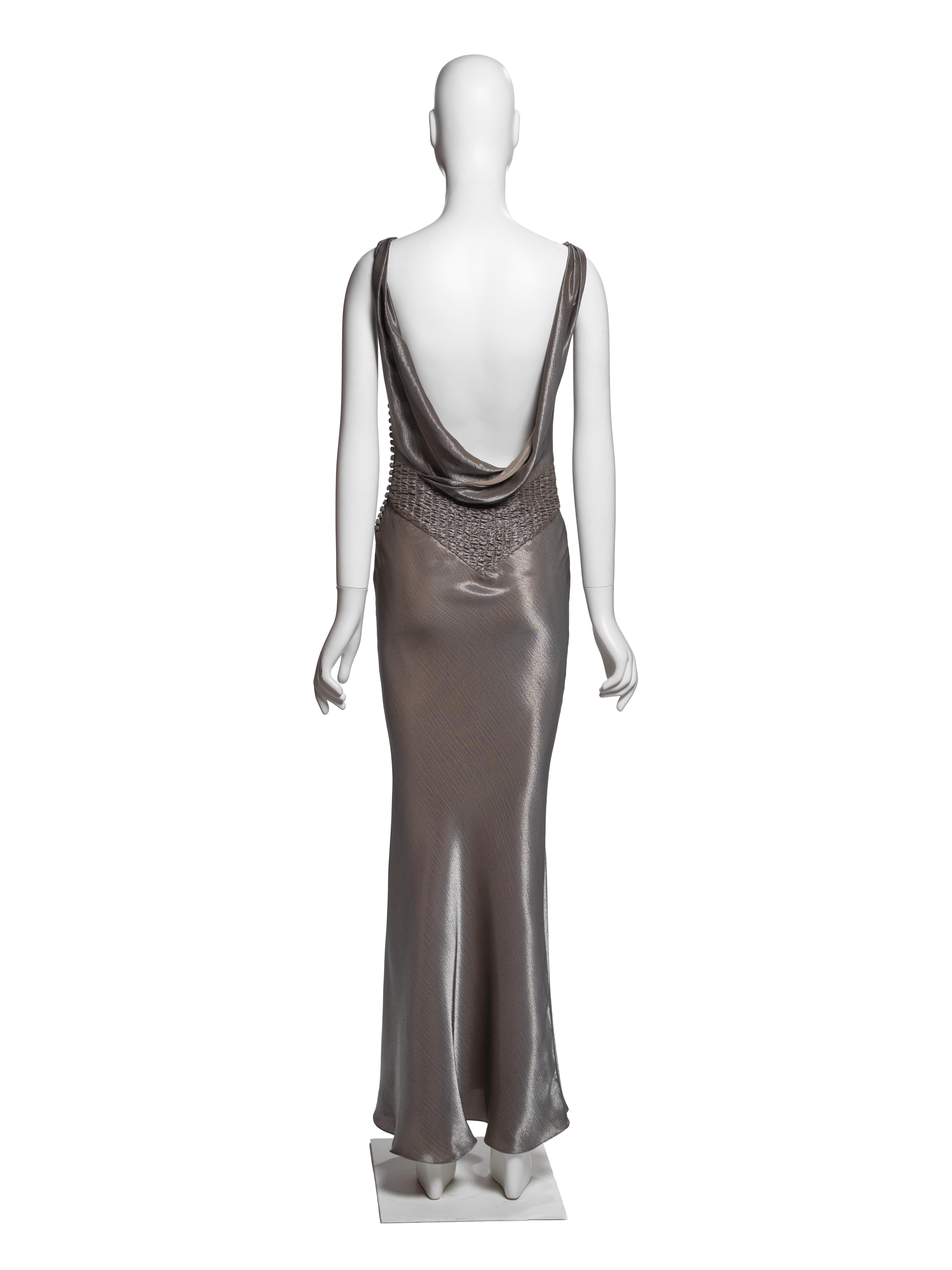 Christian Dior for John Galliano Metallic Taupe Bias-Cut Abendkleid, FW 2004 im Angebot 2