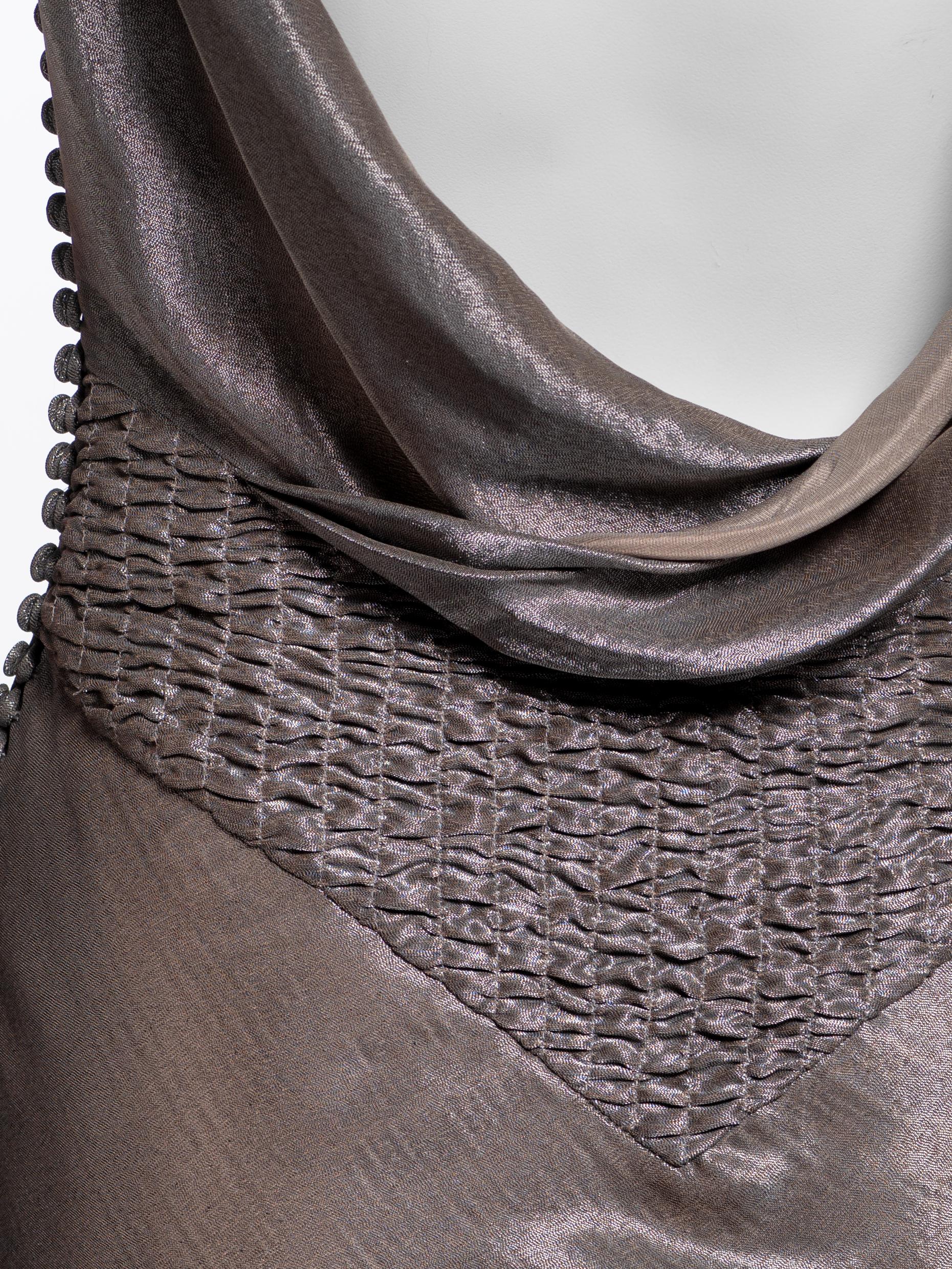 Christian Dior for John Galliano Metallic Taupe Bias-Cut Abendkleid, FW 2004 im Angebot 4
