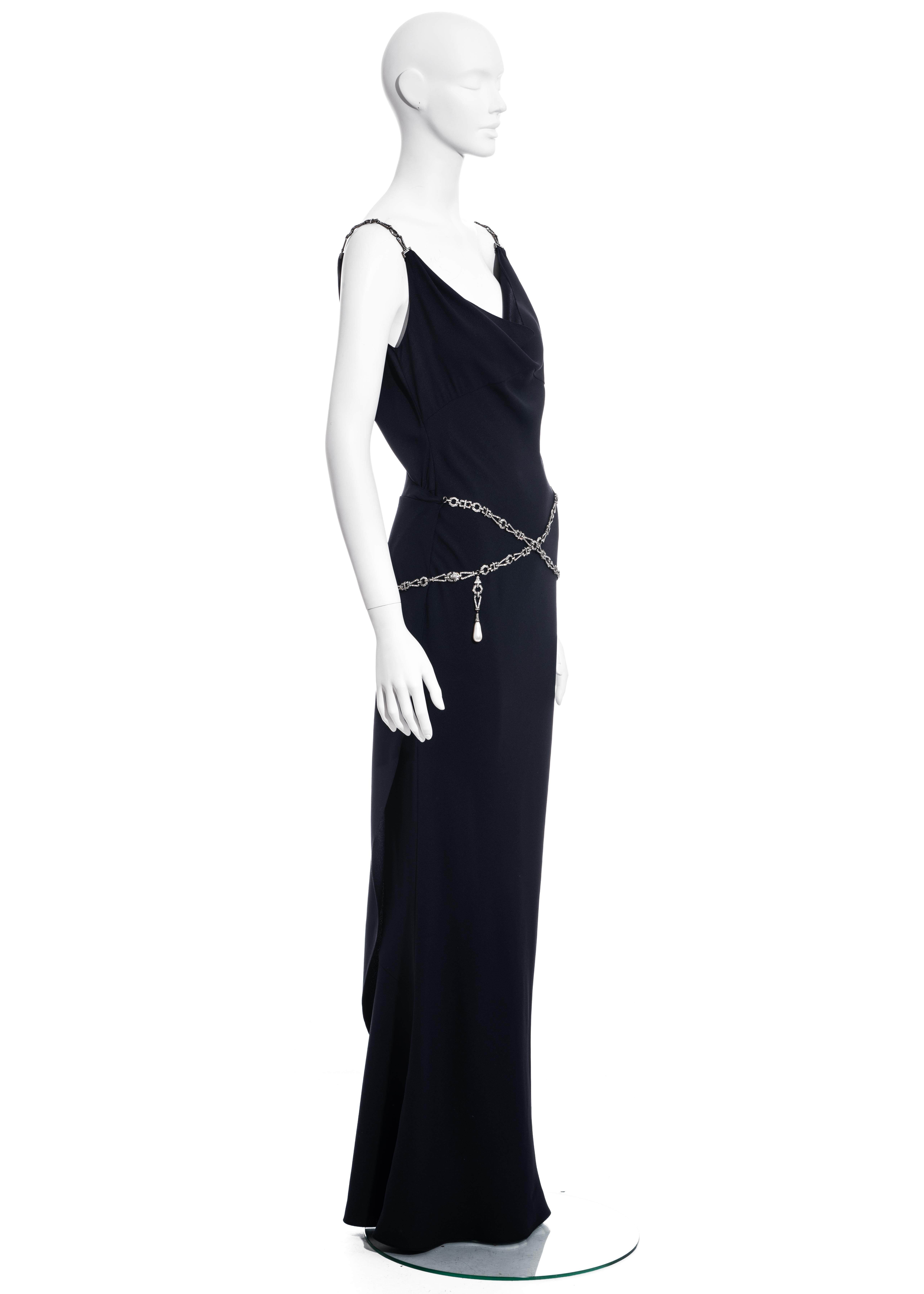 Black Christian Dior by John Galliano midnight blue evening dress, ss 2000