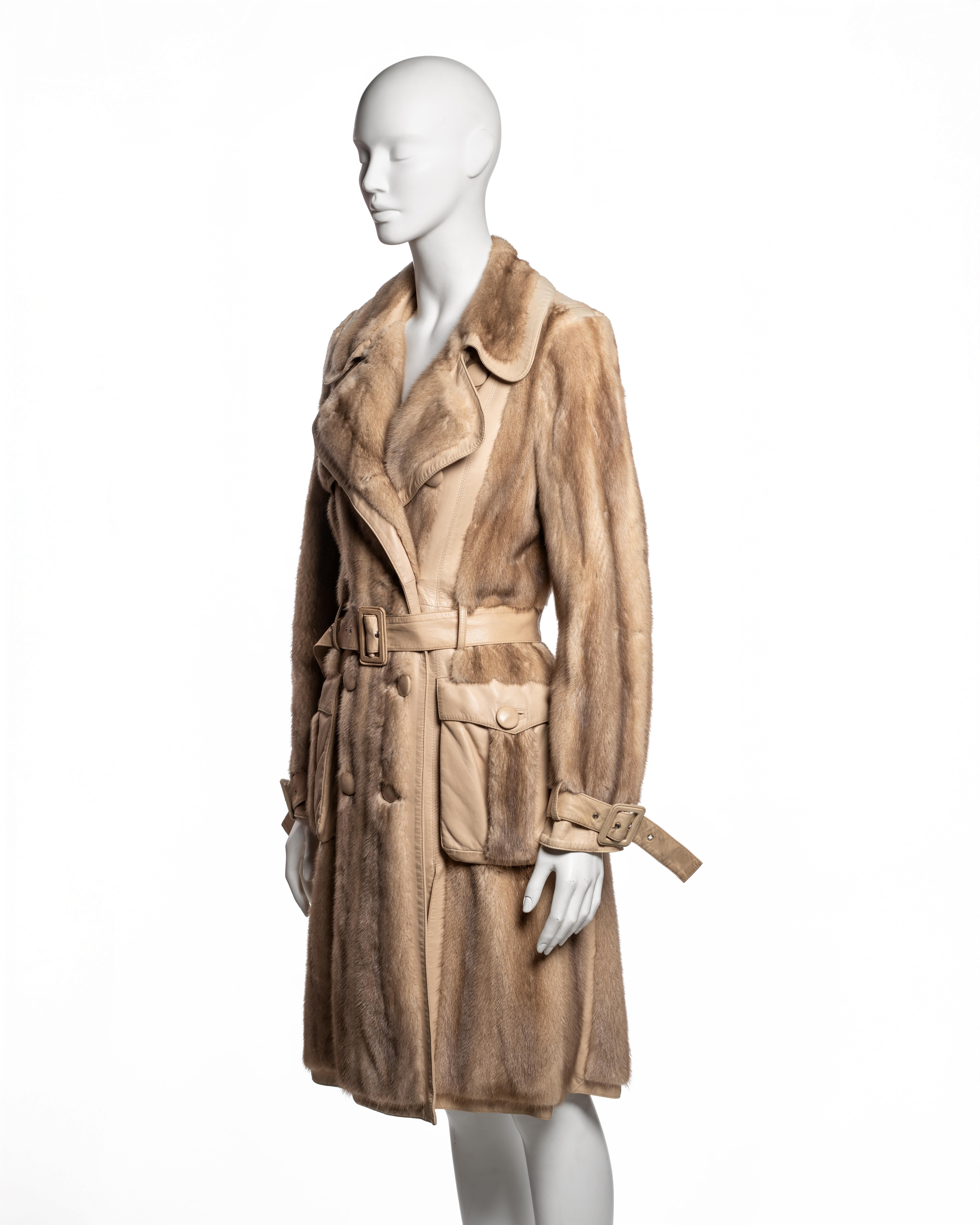 Christian Dior by John Galliano Mink & Lambskin Trench Coat, FW 2005 en vente 7