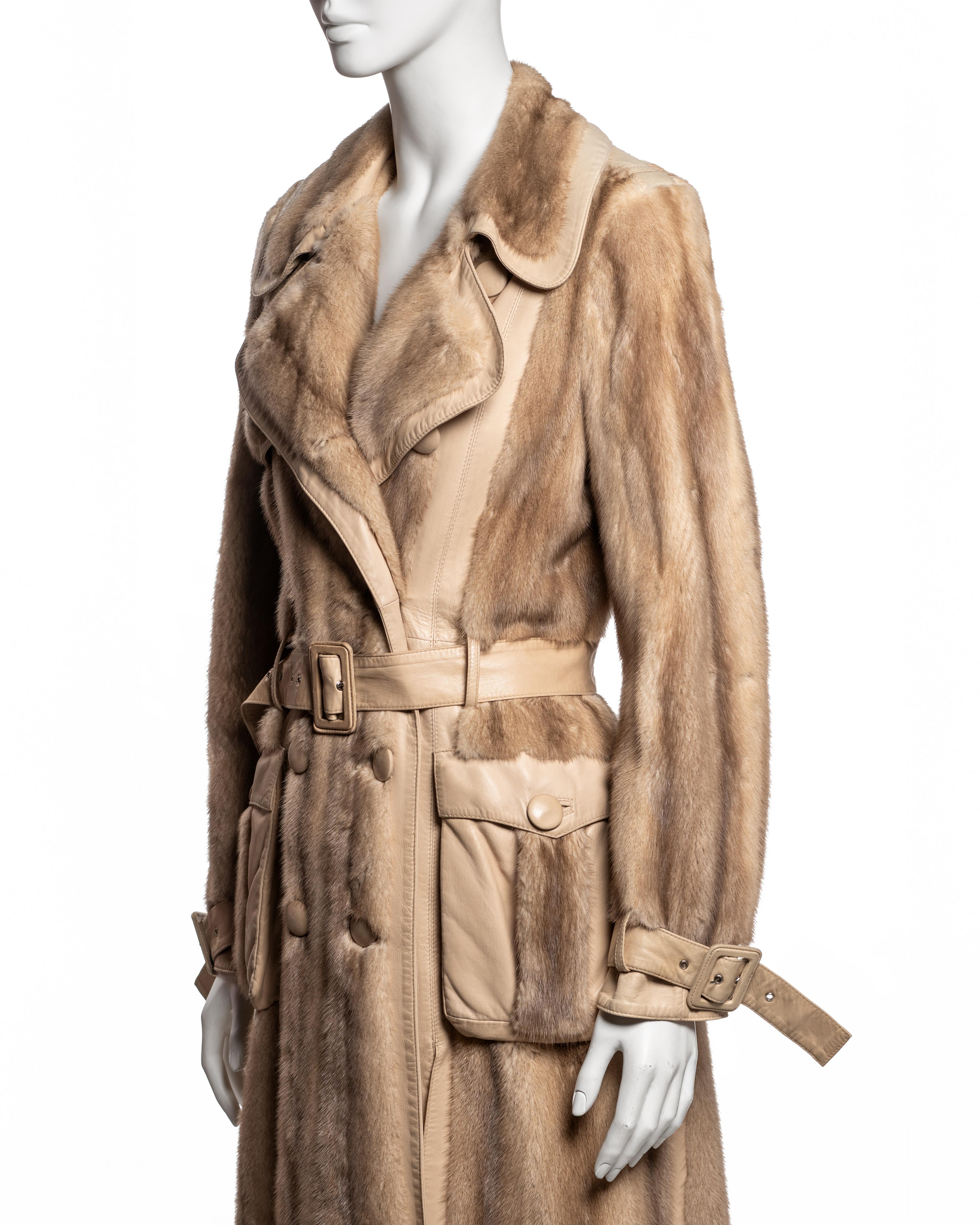 Christian Dior by John Galliano Mink & Lambskin Trench Coat, FW 2005 en vente 8