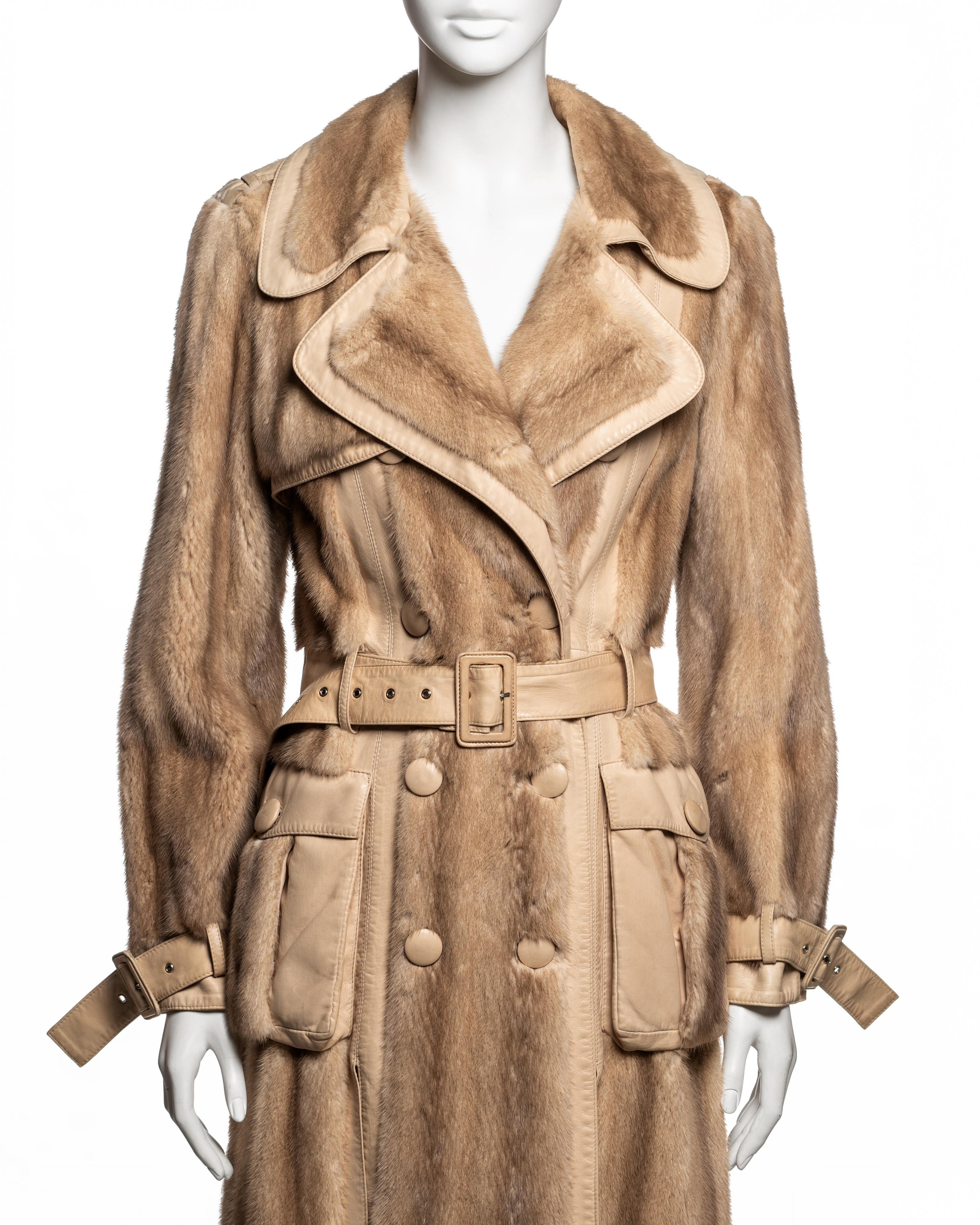 Marron Christian Dior by John Galliano Mink & Lambskin Trench Coat, FW 2005 en vente