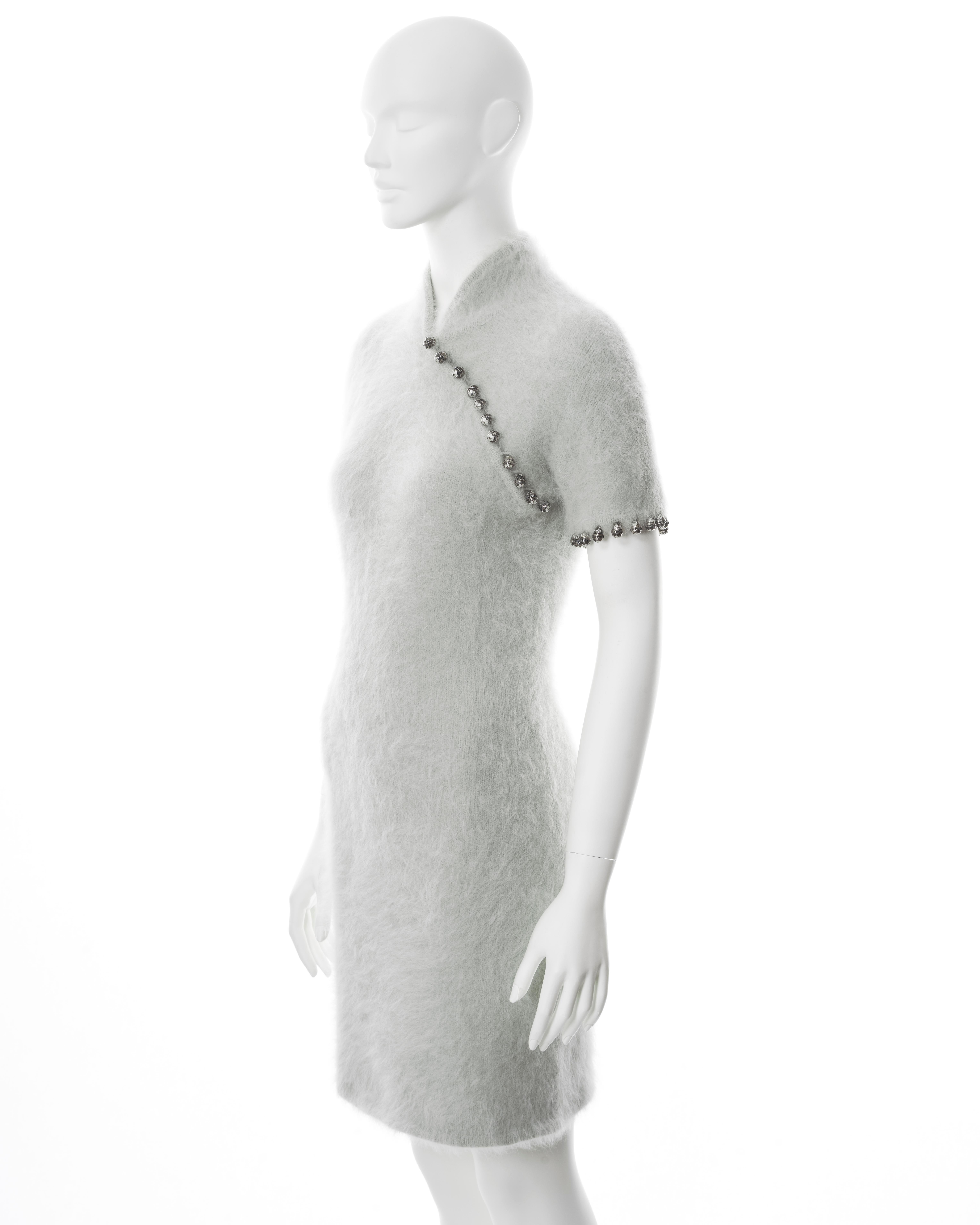 Christian Dior by John Galliano mint fuzzy angora cheongsam-style dress, fw 1997 7