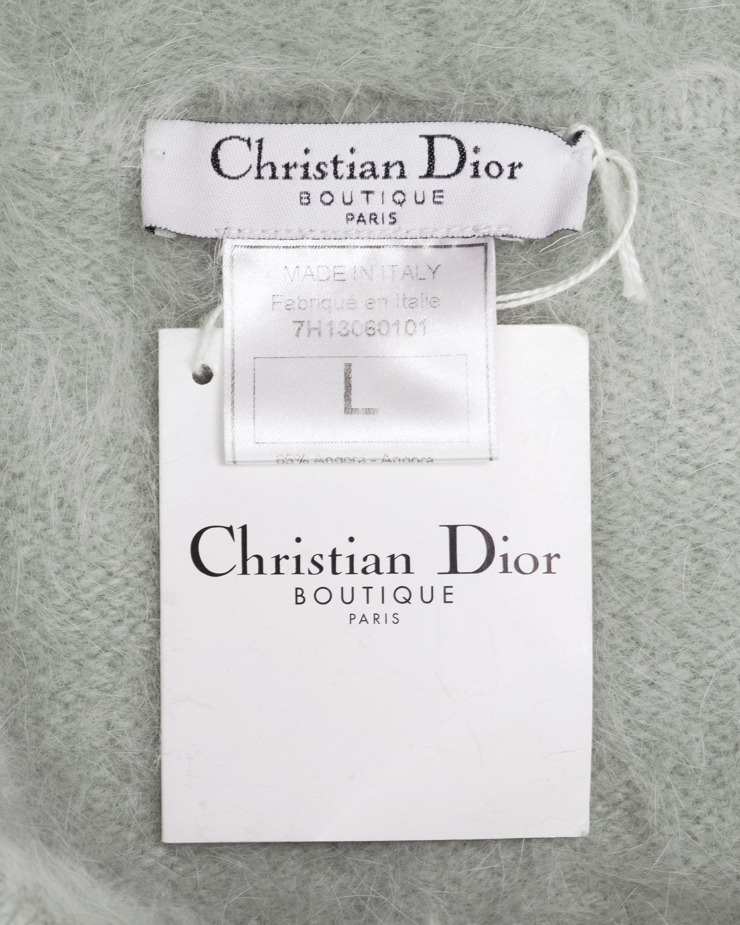 Christian Dior by John Galliano mint fuzzy angora cheongsam-style dress, fw 1997 10