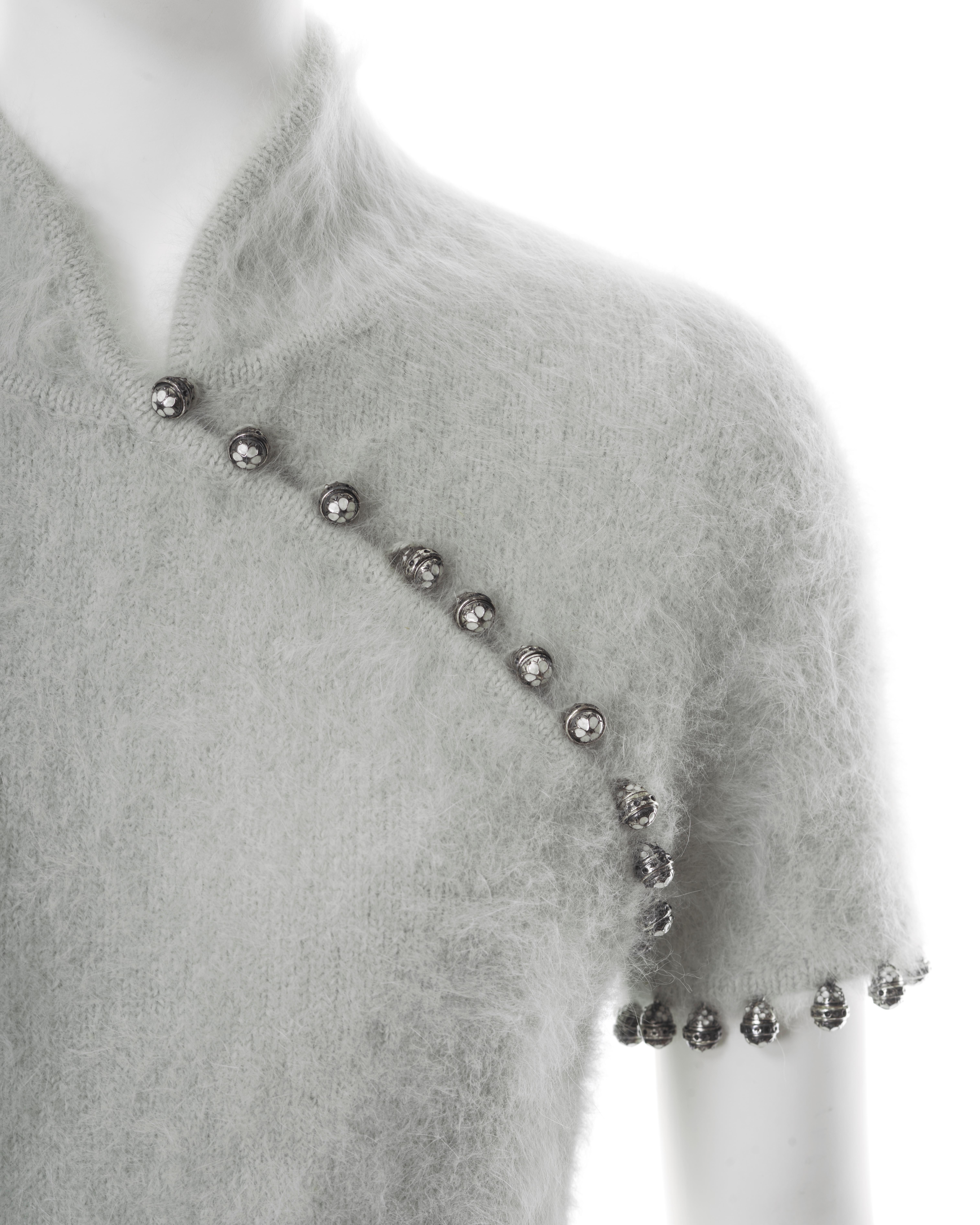 Christian Dior by John Galliano mint fuzzy angora cheongsam-style dress, fw 1997 2