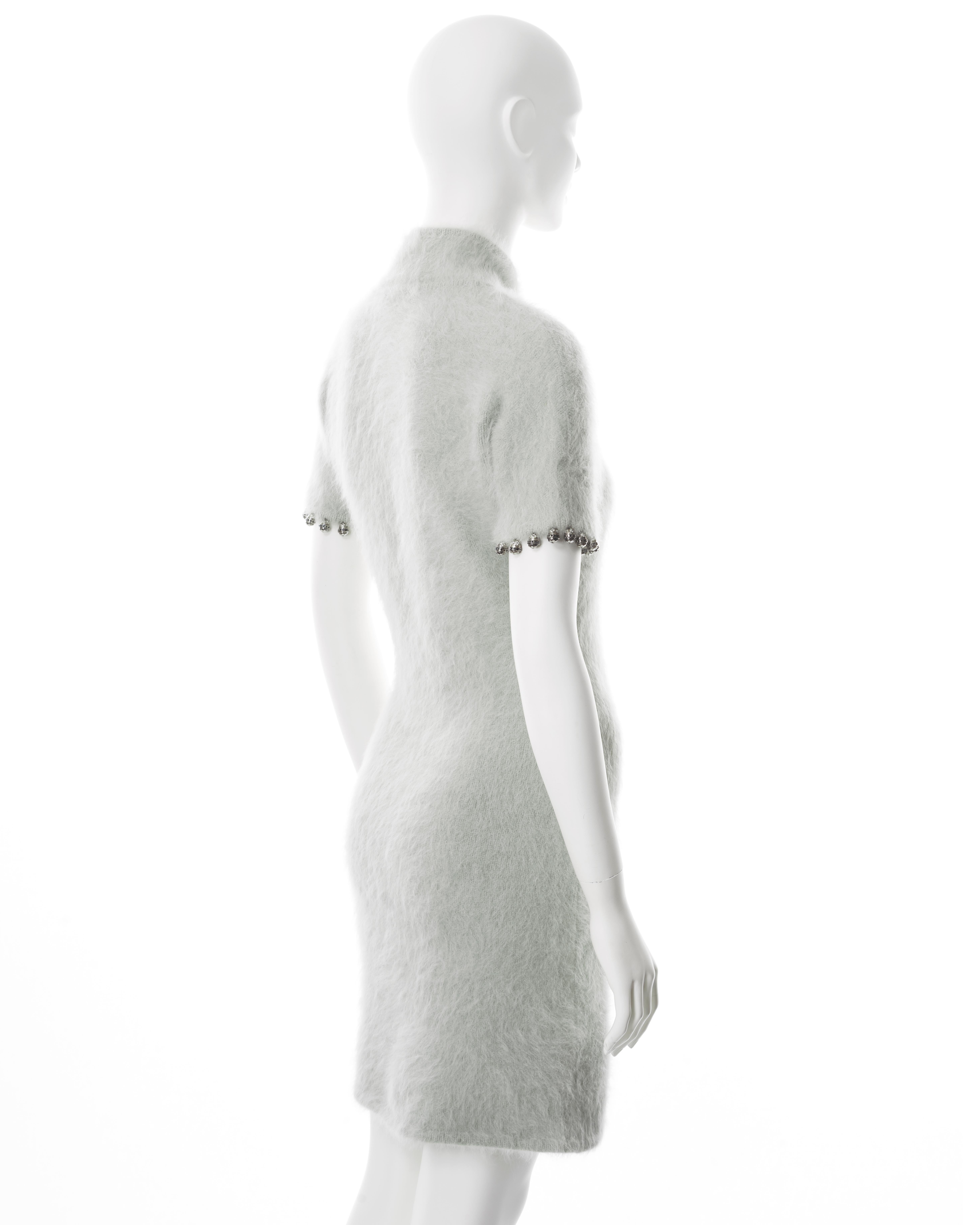 Christian Dior by John Galliano mint fuzzy angora cheongsam-style dress, fw 1997 4