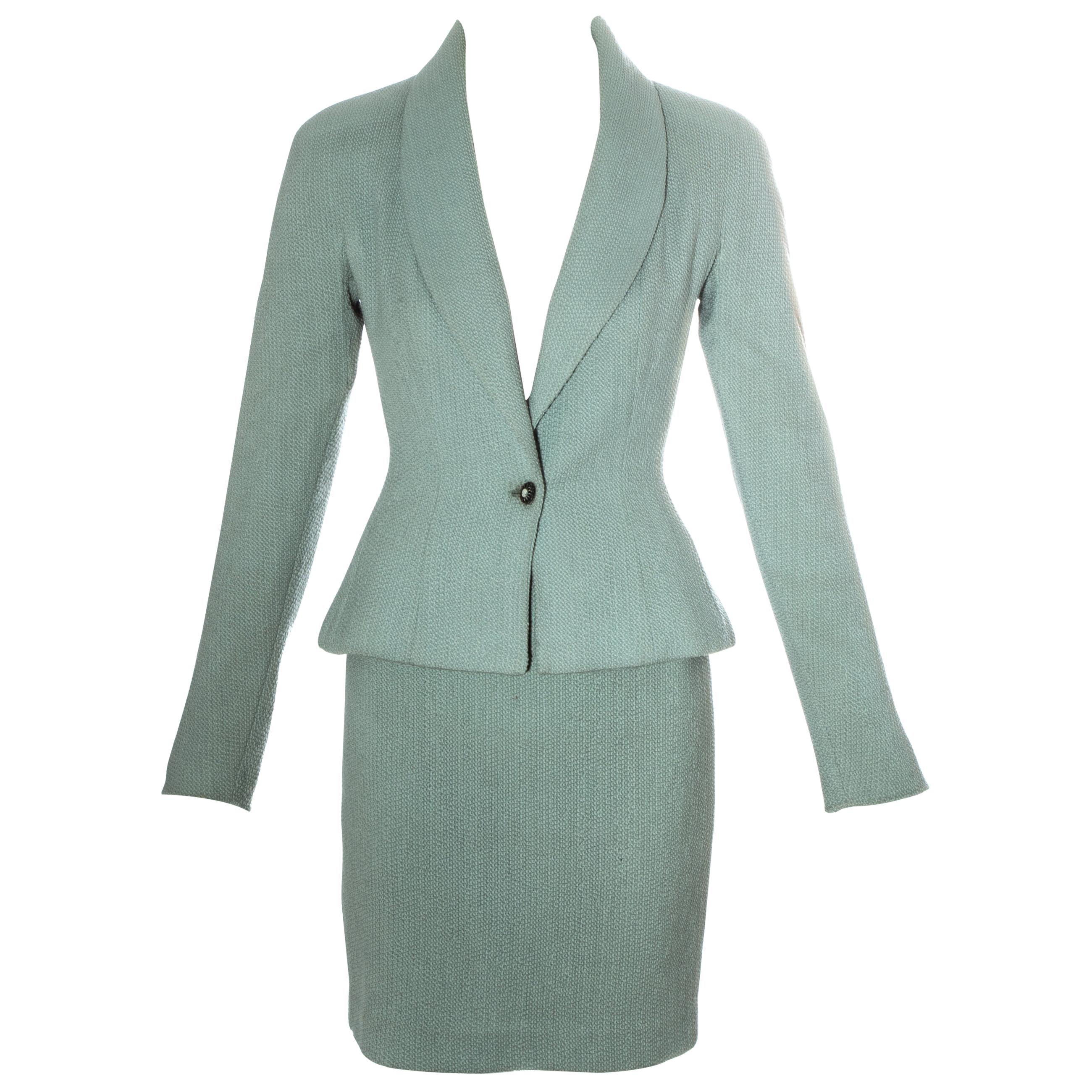 Christian Dior by John Galliano mint green wool skirt suit, ss 1998