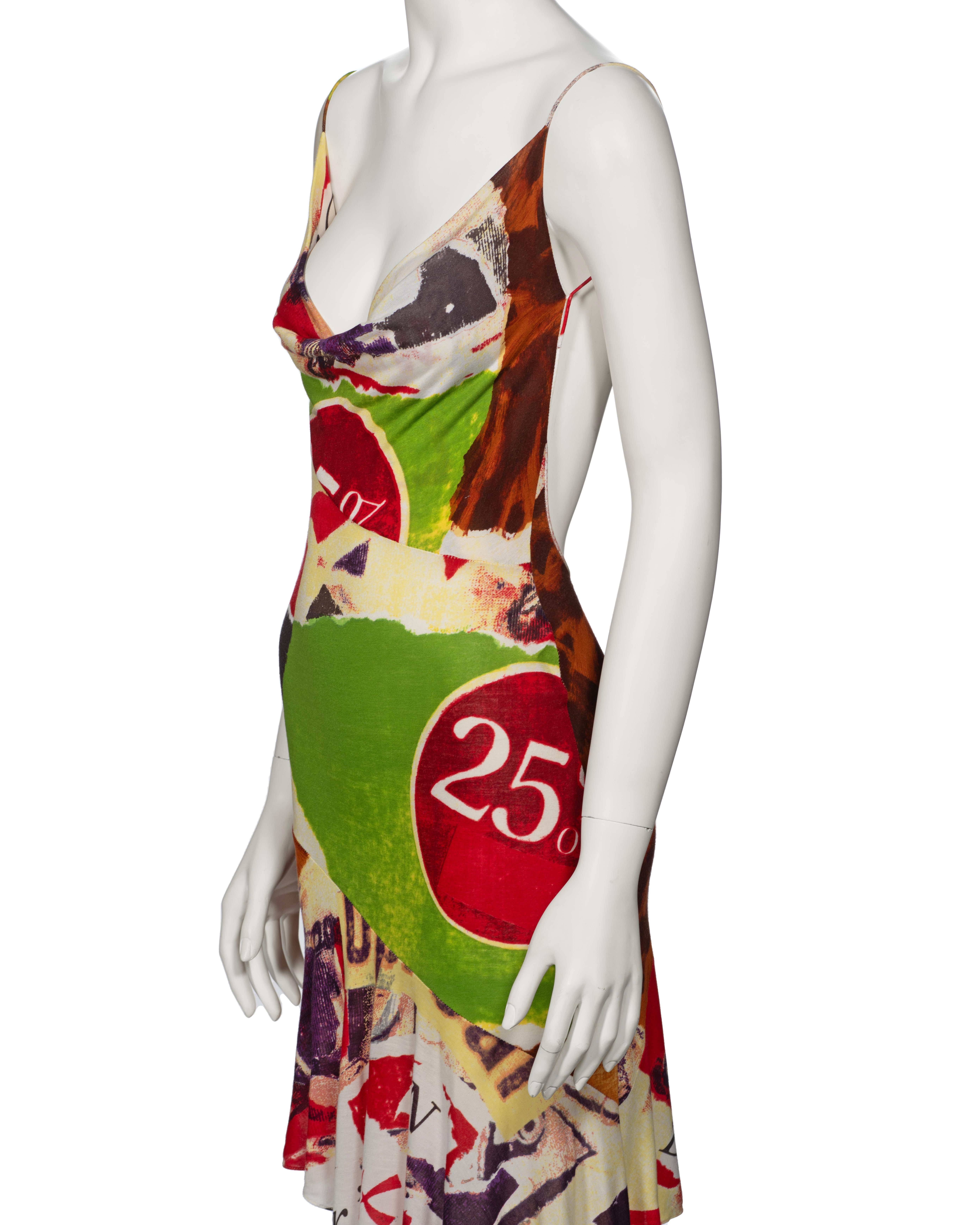 Christian Dior by John Galliano Montage Print Silk Jersey Dress, ss 2003 For Sale 6