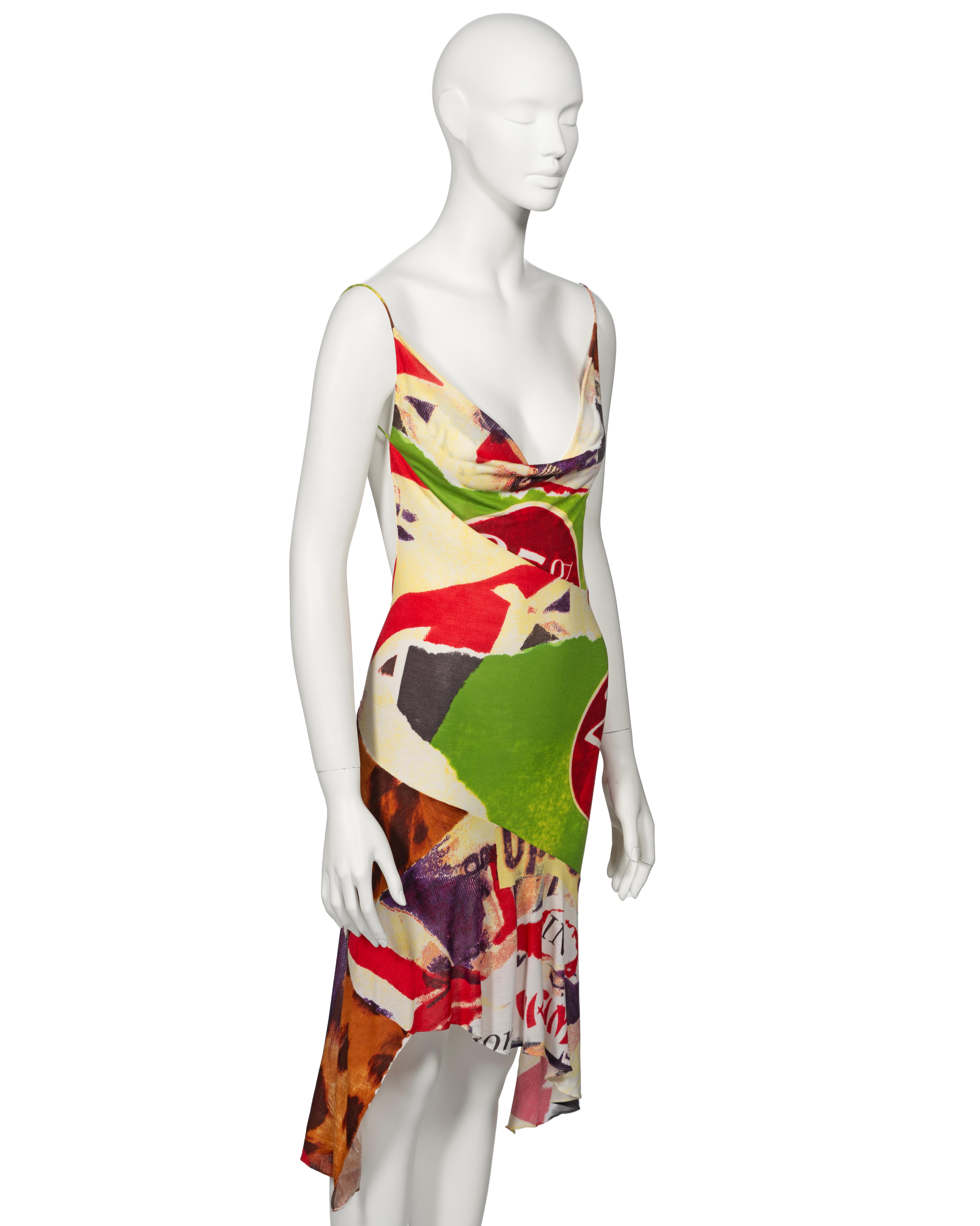 Women's Christian Dior by John Galliano Montage Print Silk Jersey Dress, ss 2003 For Sale