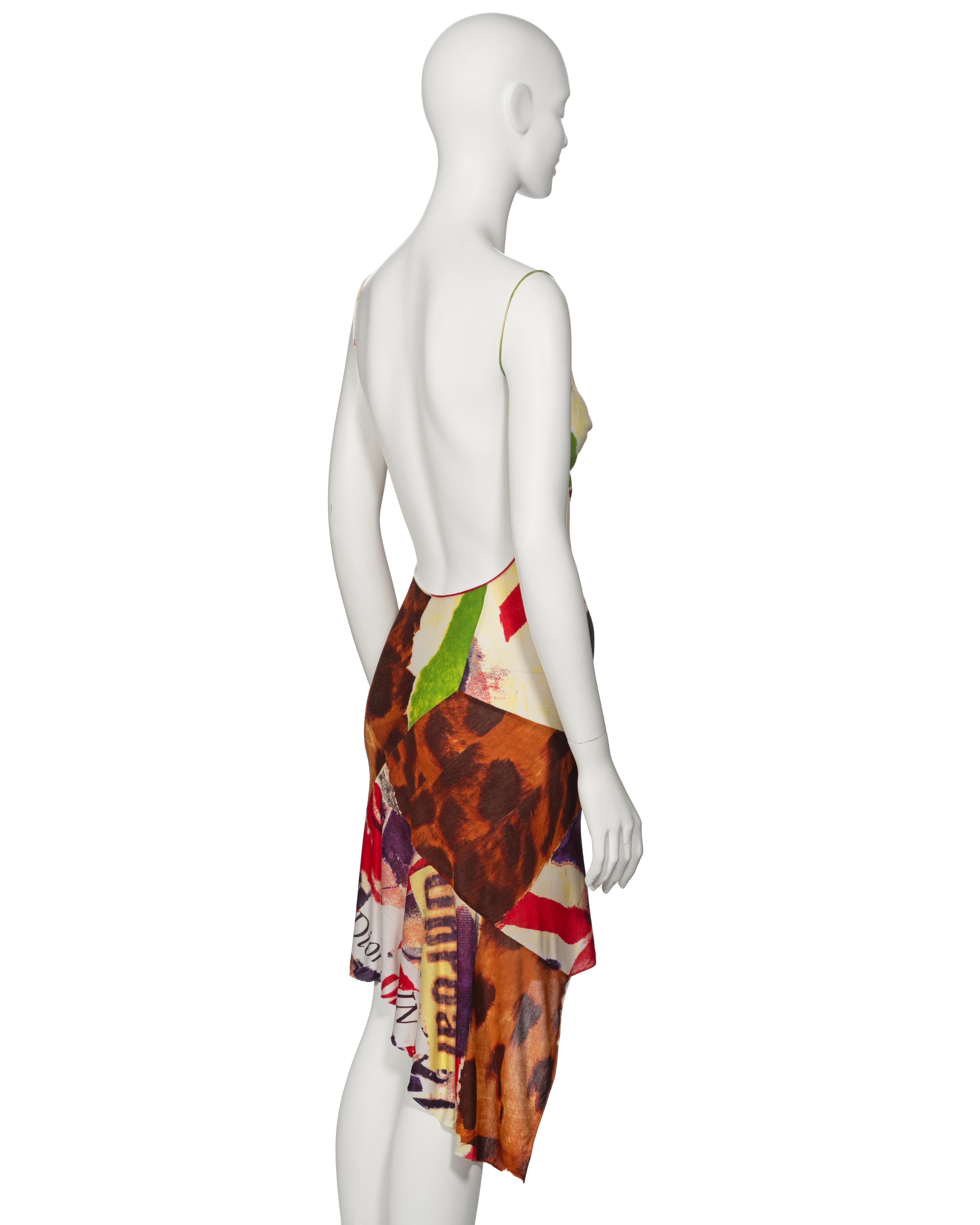 Christian Dior by John Galliano Montage Print Silk Jersey Dress, ss 2003 For Sale 2