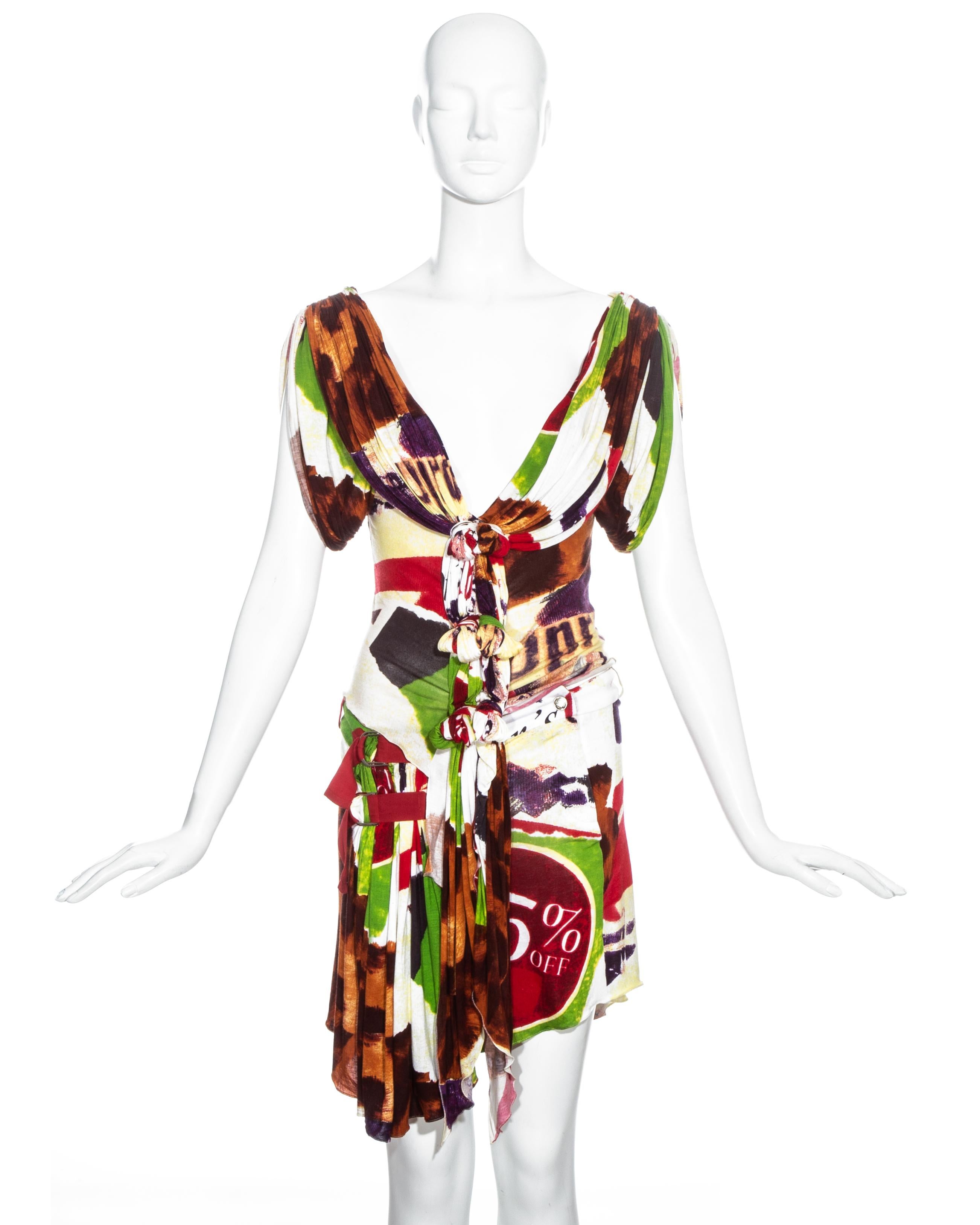 Christian Dior by John Galliano multicoloured 'victim' print silk jersey skirt and top ensemble.

Spring-Summer 2003