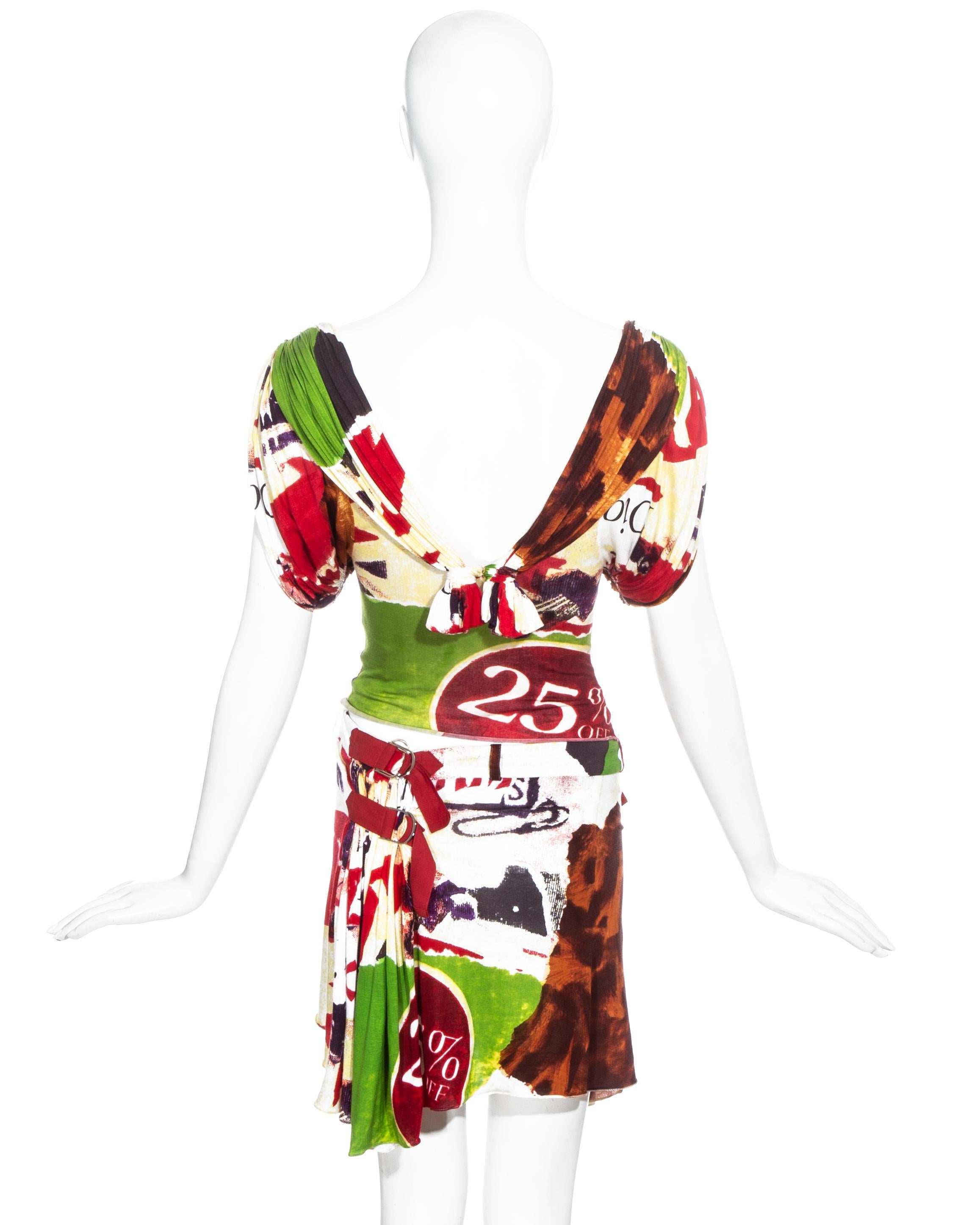 Women's Christian Dior by John Galliano multicoloured silk jersey skirt and top, ss 2003