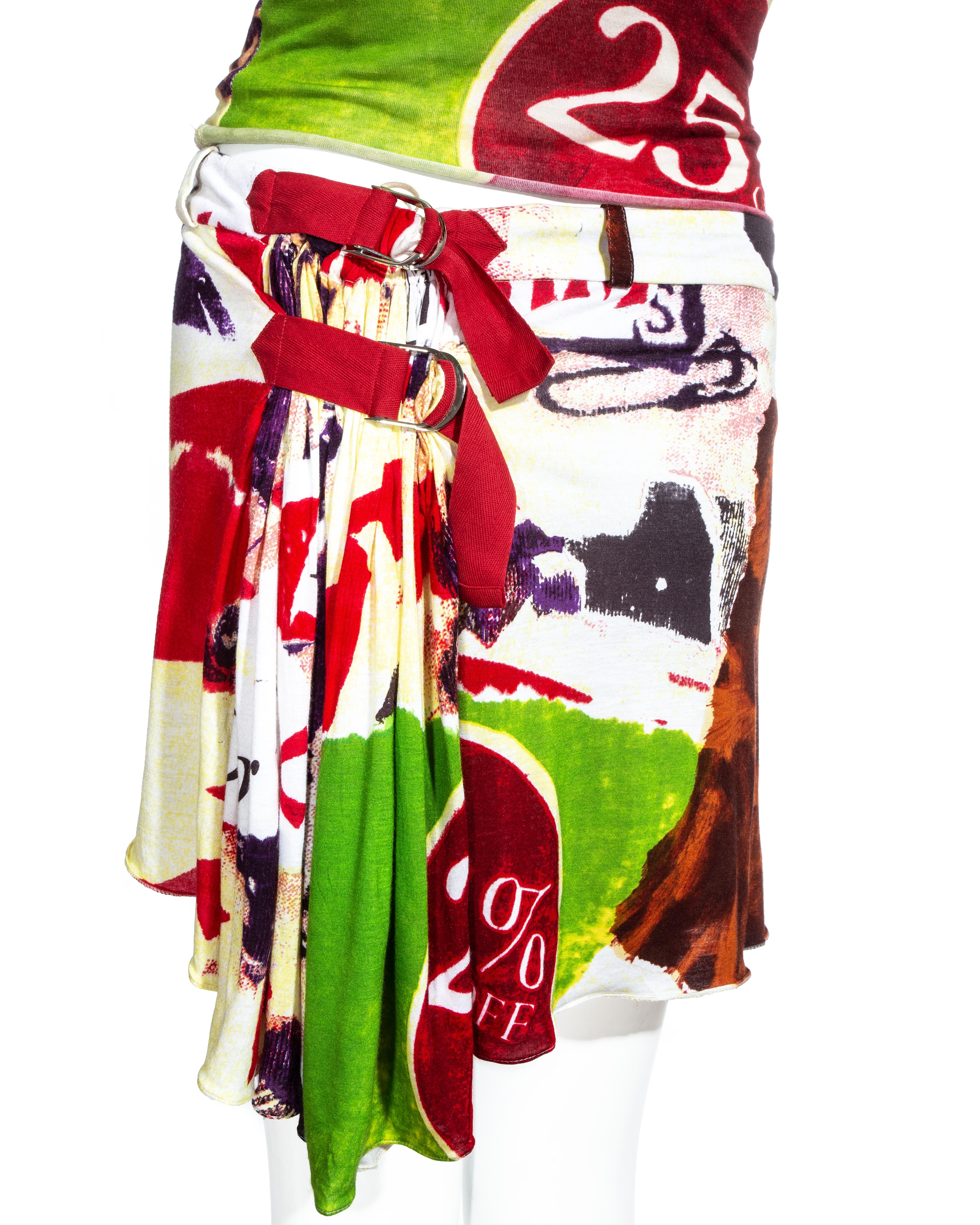 Christian Dior by John Galliano multicoloured silk jersey skirt and top, ss 2003 1