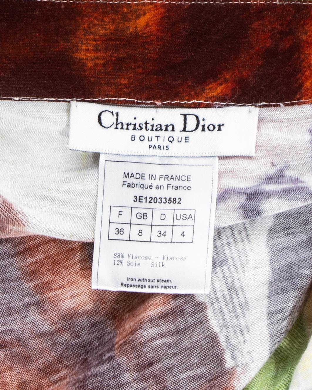 Christian Dior by John Galliano multicoloured silk jersey skirt and top, ss 2003 2