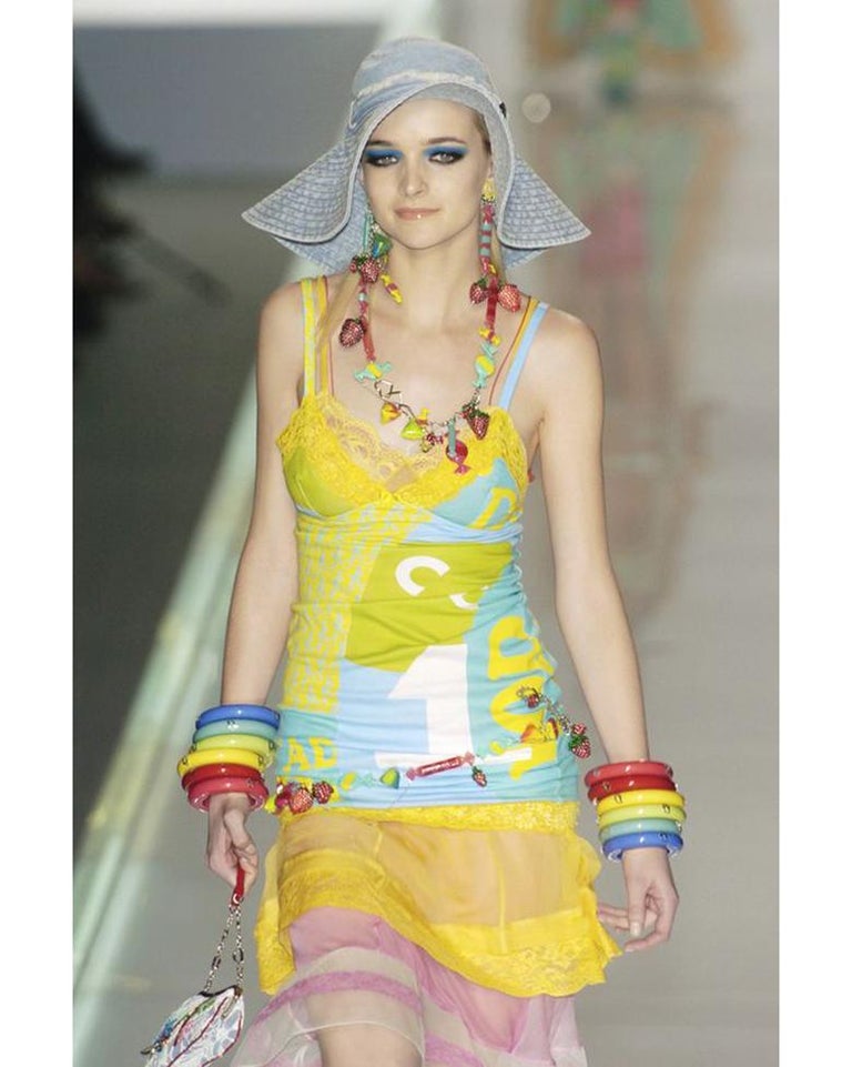 Prettiest Spring 2005 Christian Dior by John Galliano Knit & Silk Chiffon Ivory Dress