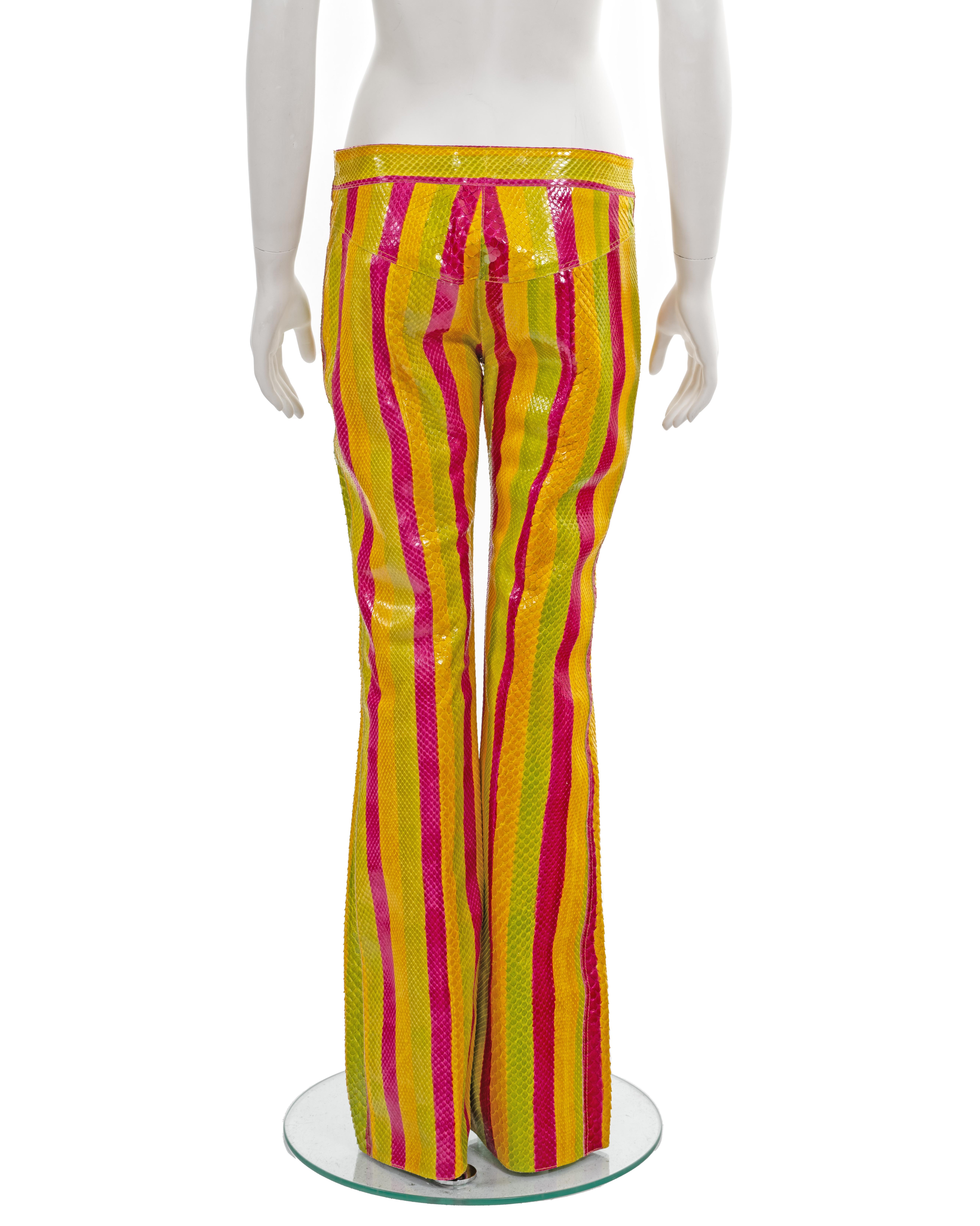 Christian Dior by John Galliano multicoloured striped python flares, ss 2002 For Sale 6