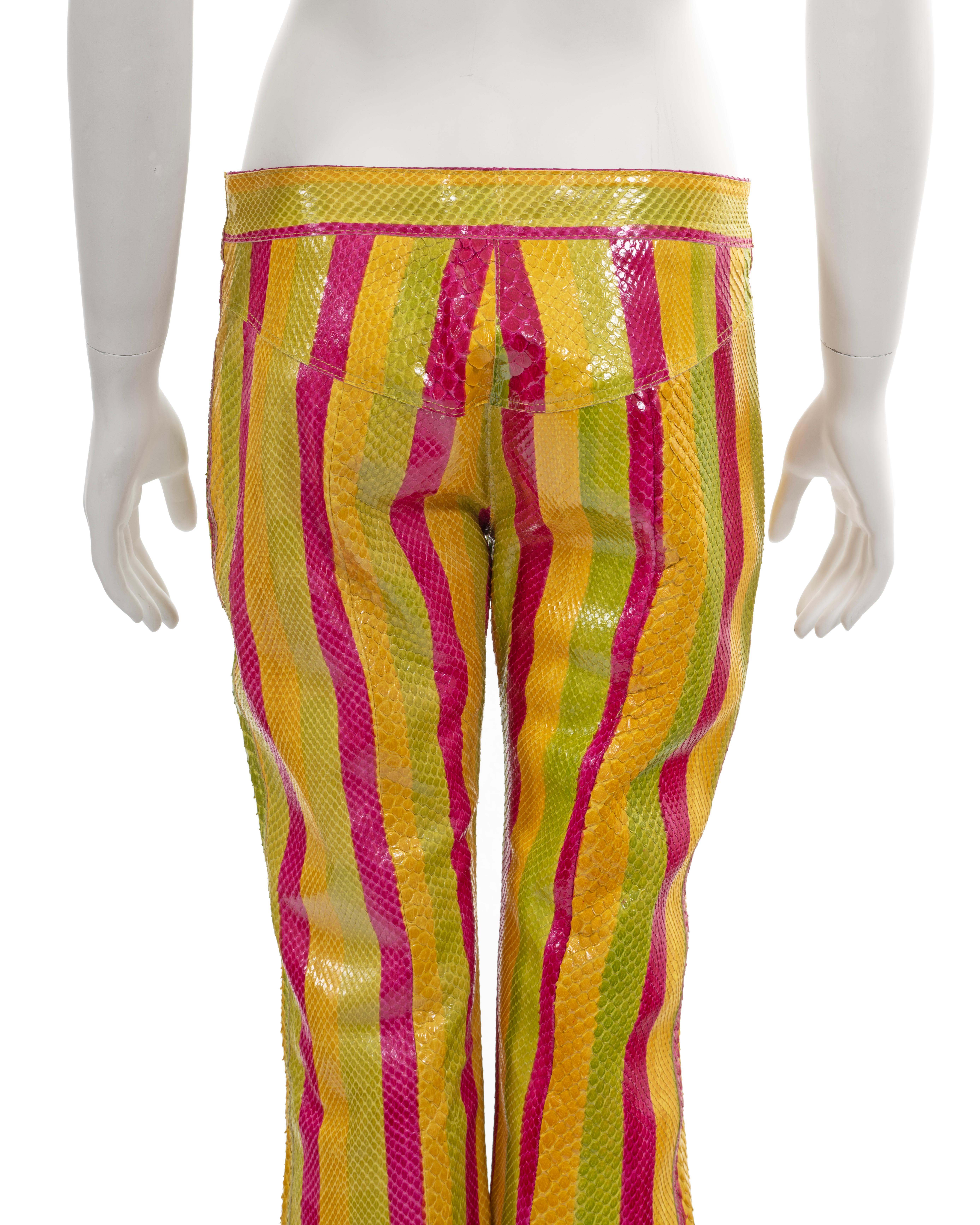 Christian Dior by John Galliano multicoloured striped python flares, ss 2002 For Sale 7