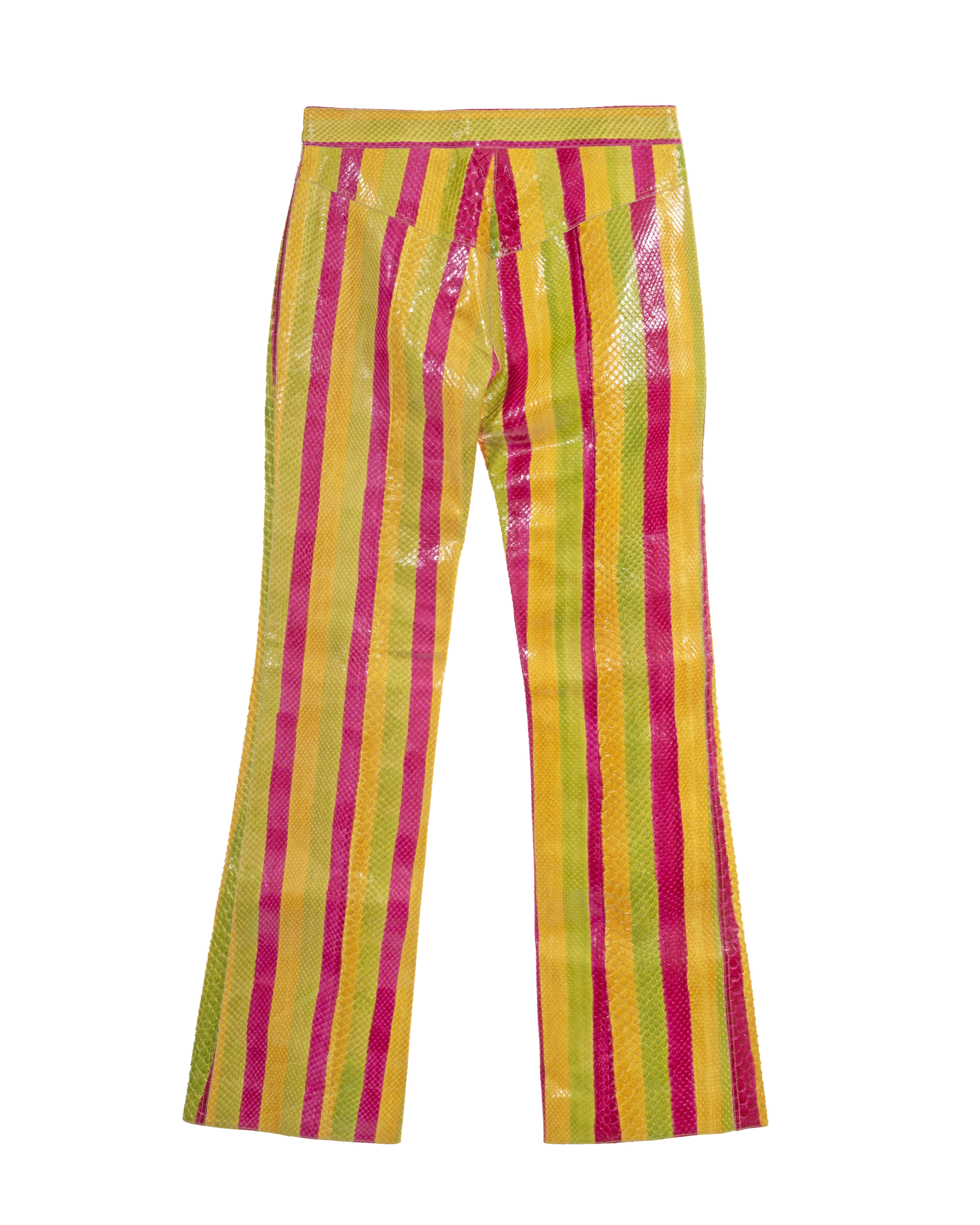 Christian Dior by John Galliano multicoloured striped python flares, ss 2002 For Sale 8