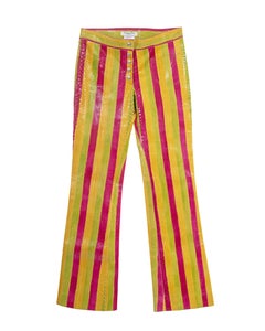 Christian Dior by John Galliano multicoloured striped python flares, ss 2002