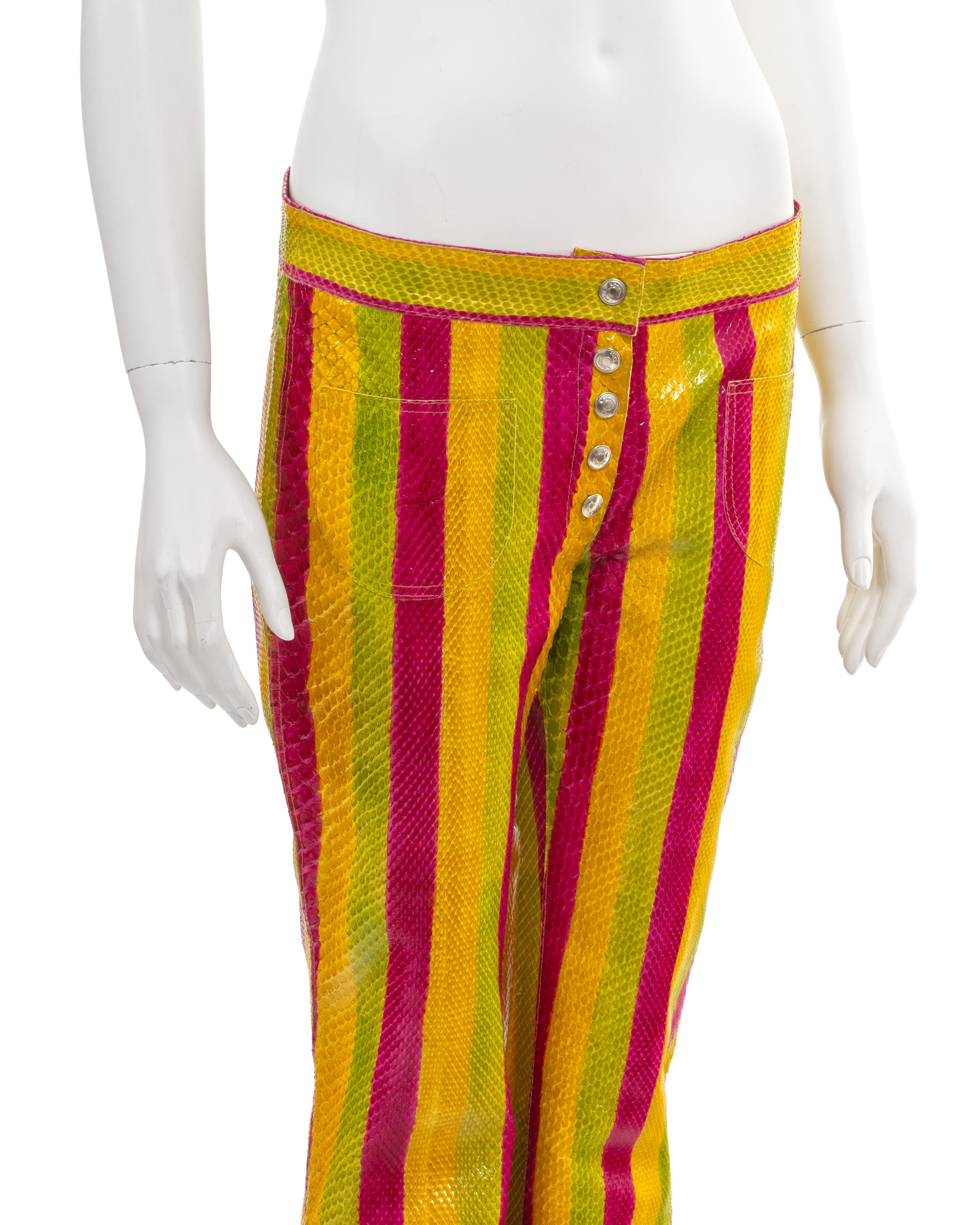Christian Dior by John Galliano multicoloured striped python flares, ss 2002 For Sale 4