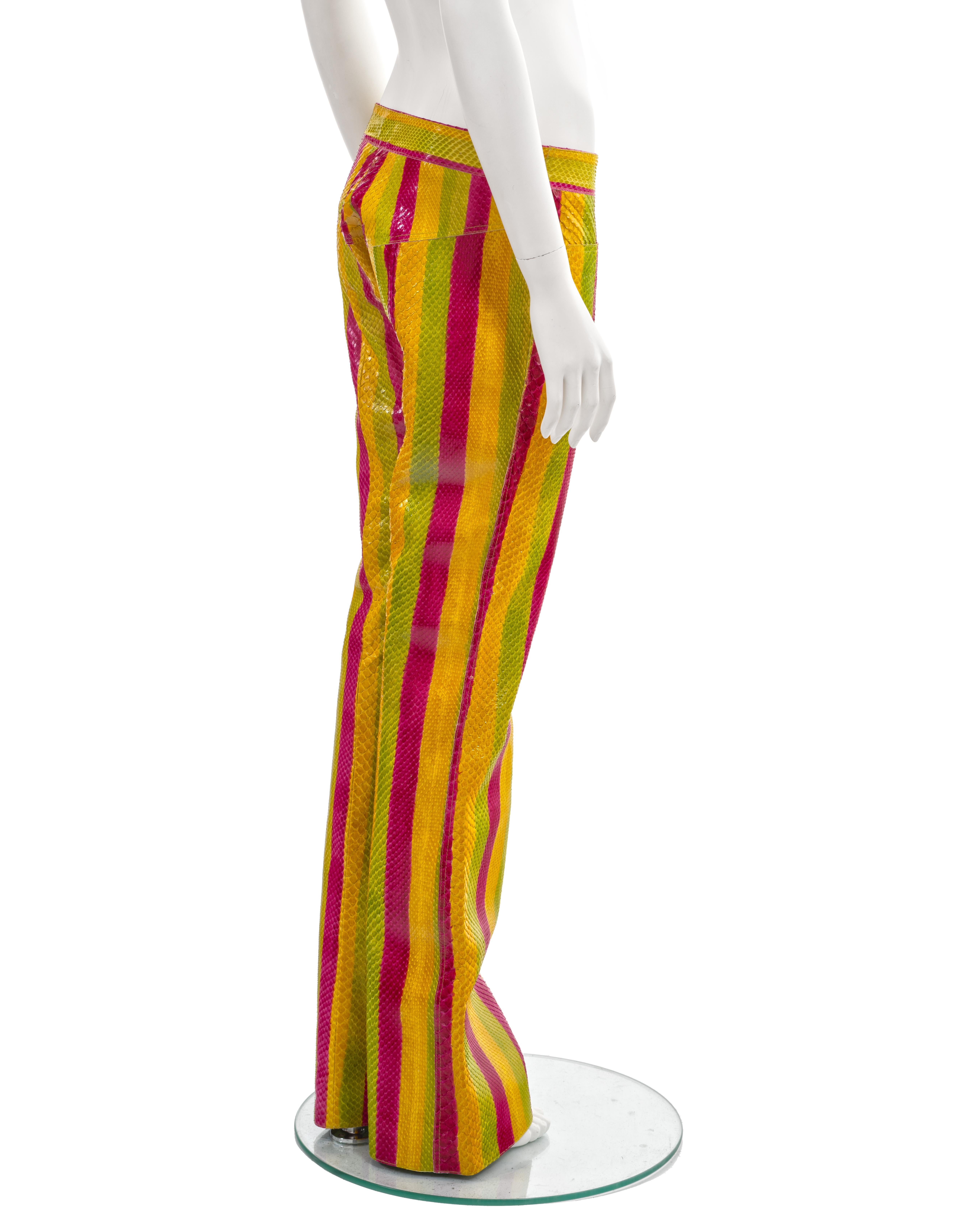 Christian Dior by John Galliano multicoloured striped python flares, ss 2002 For Sale 5