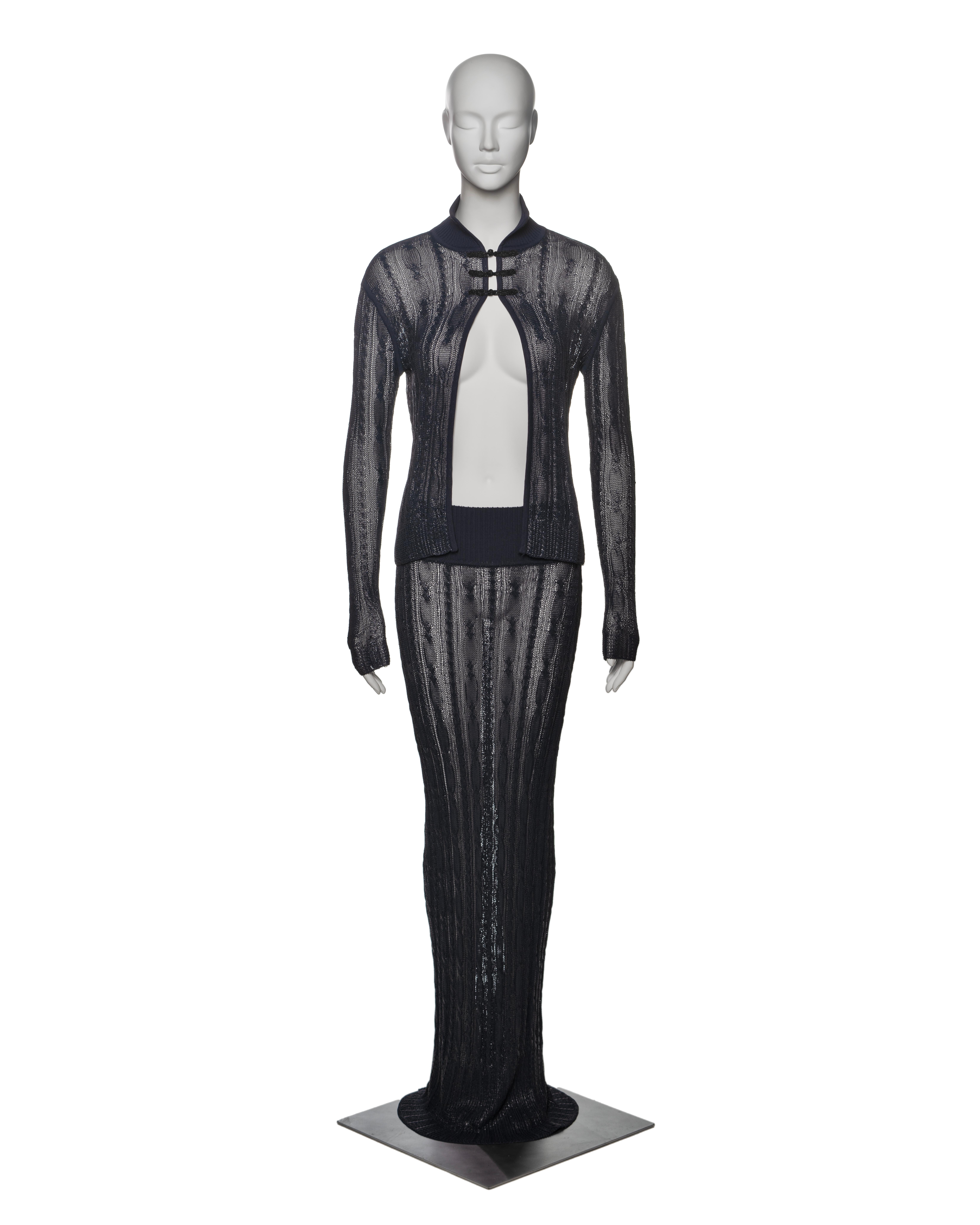 Black Christian Dior by John Galliano Navy Knit 3-Piece Evening Ensemble, SS 1999 For Sale