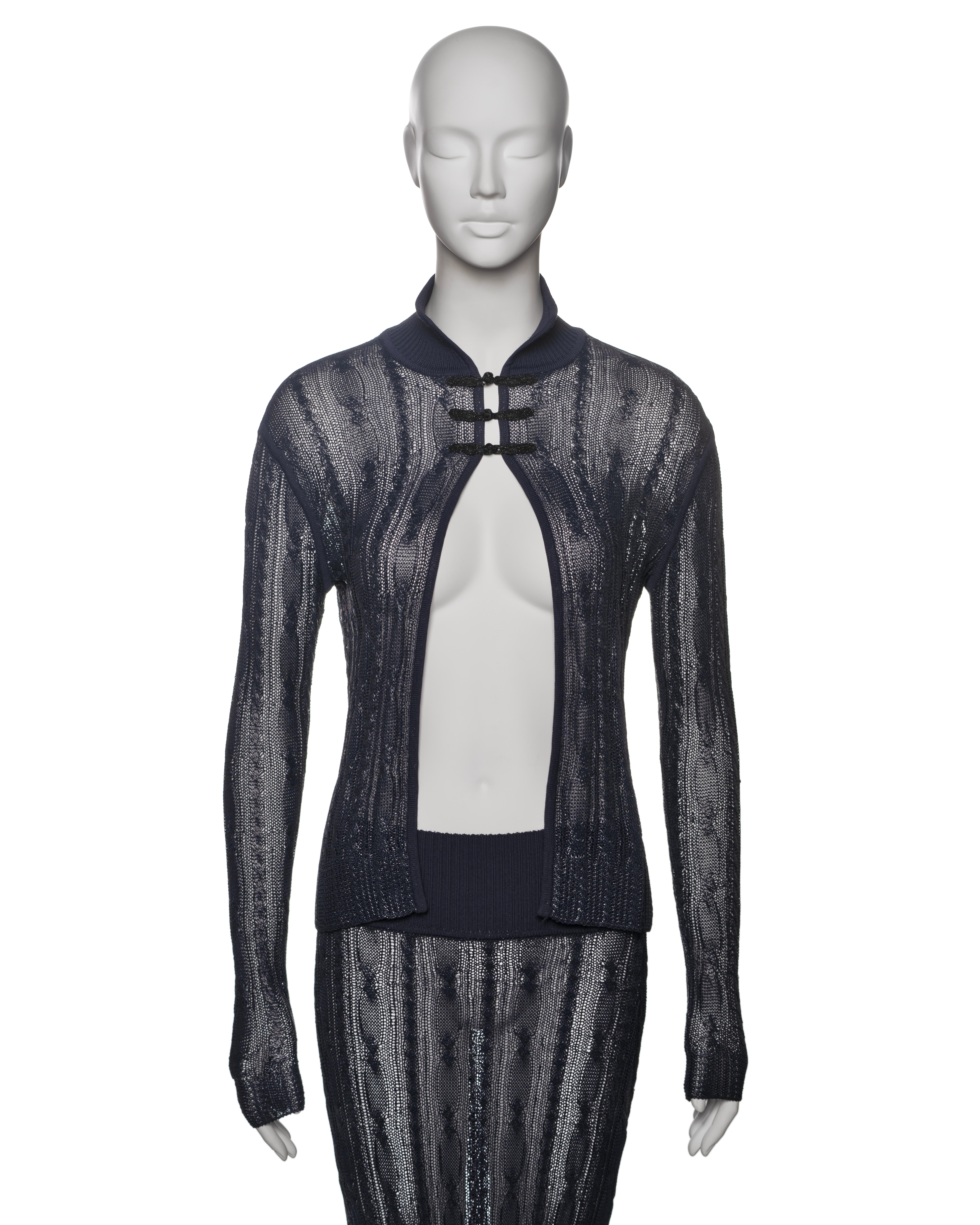 Christian Dior by John Galliano Navy Knit 3-Piece Evening Ensemble, SS 1999 In Excellent Condition For Sale In London, GB