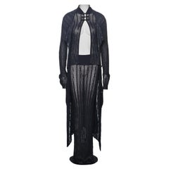 Christian Dior by John Galliano Conjunto de noche de 3 piezas de punto azul marino, SS 1999