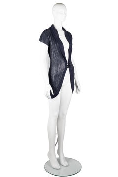 Christian Dior by John Galliano Navy Rubberised Knit Cardigan Spring/Summer 1999