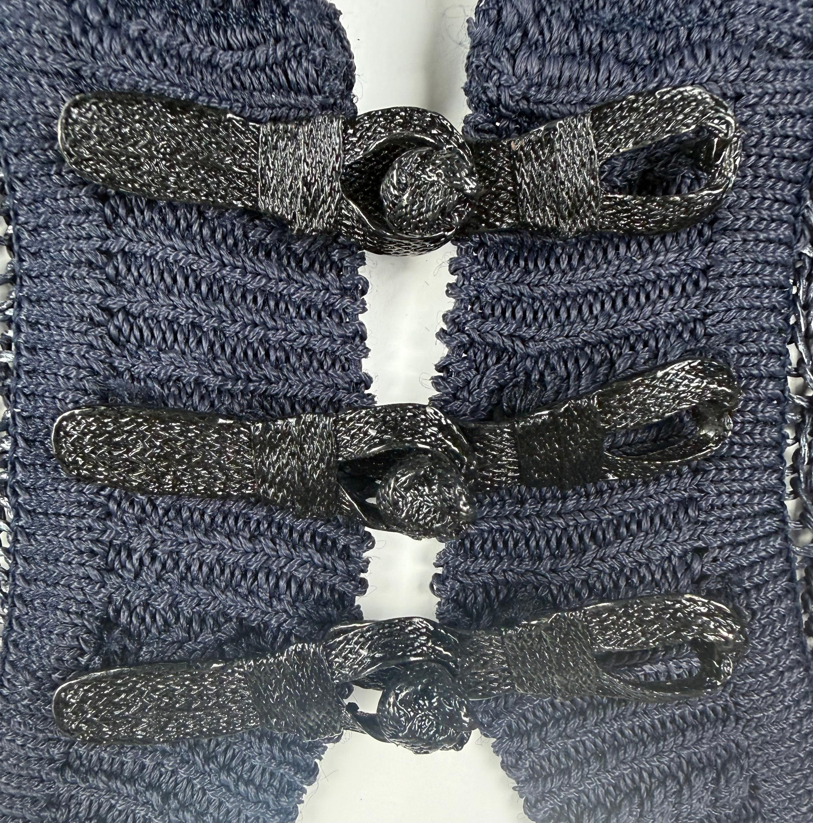 Christian Dior by John Galliano Navy Rubberised Knit Cardigan