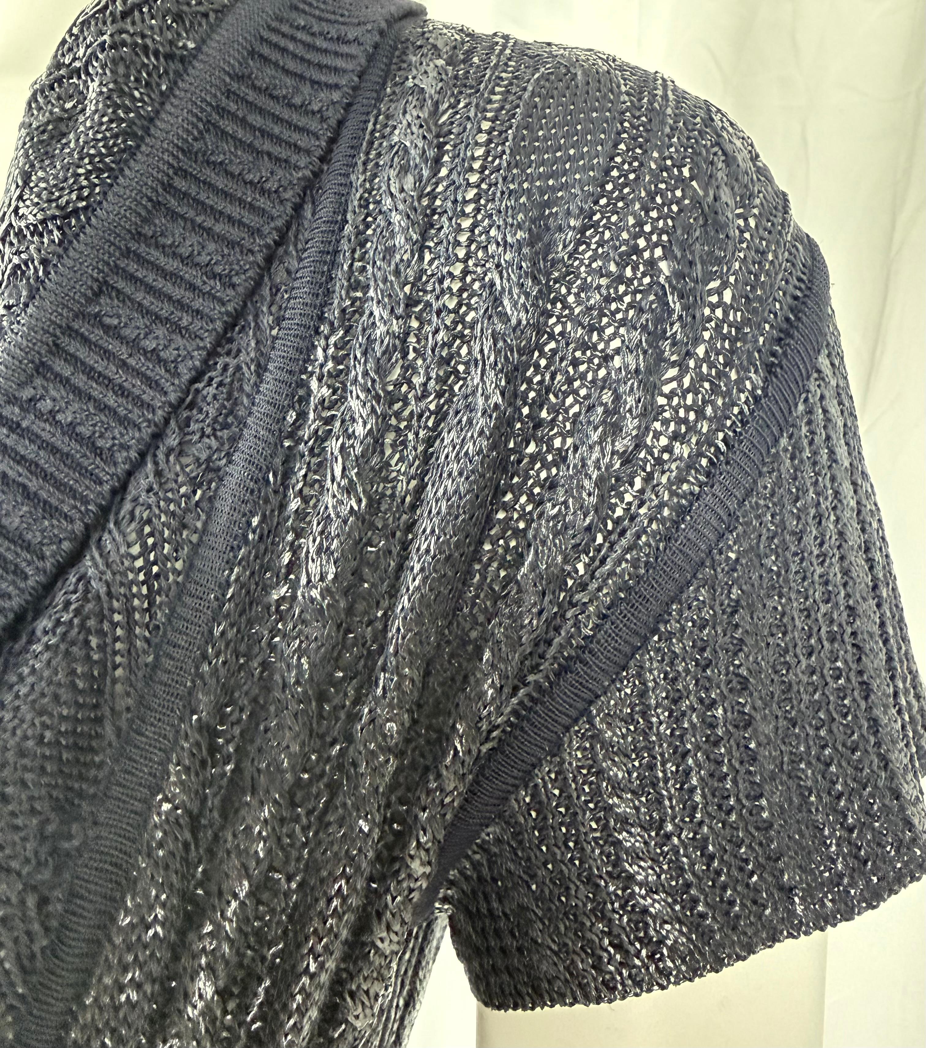 Christian Dior by John Galliano Navy Rubberised Knit Cardigan